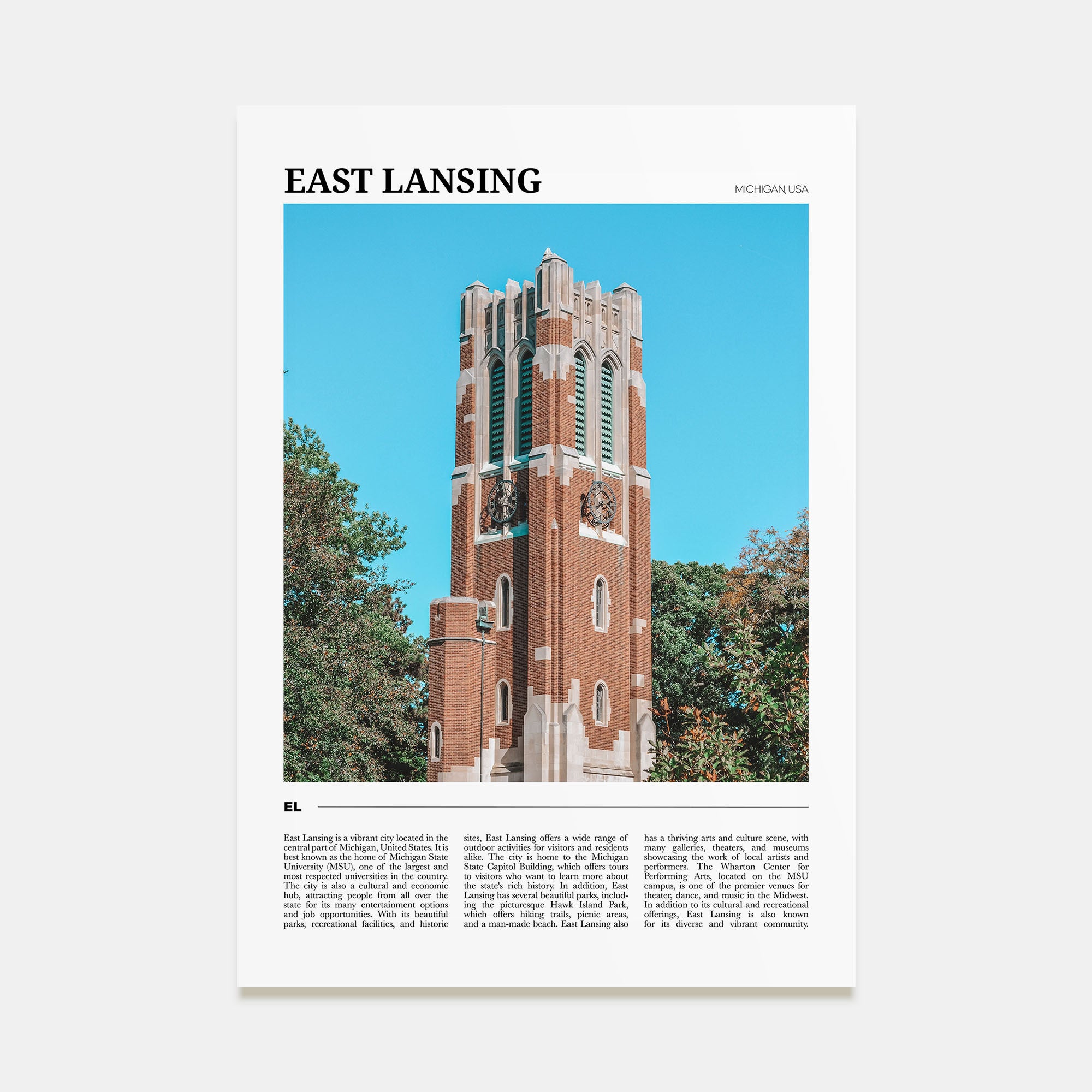 East Lansing Travel Color Poster