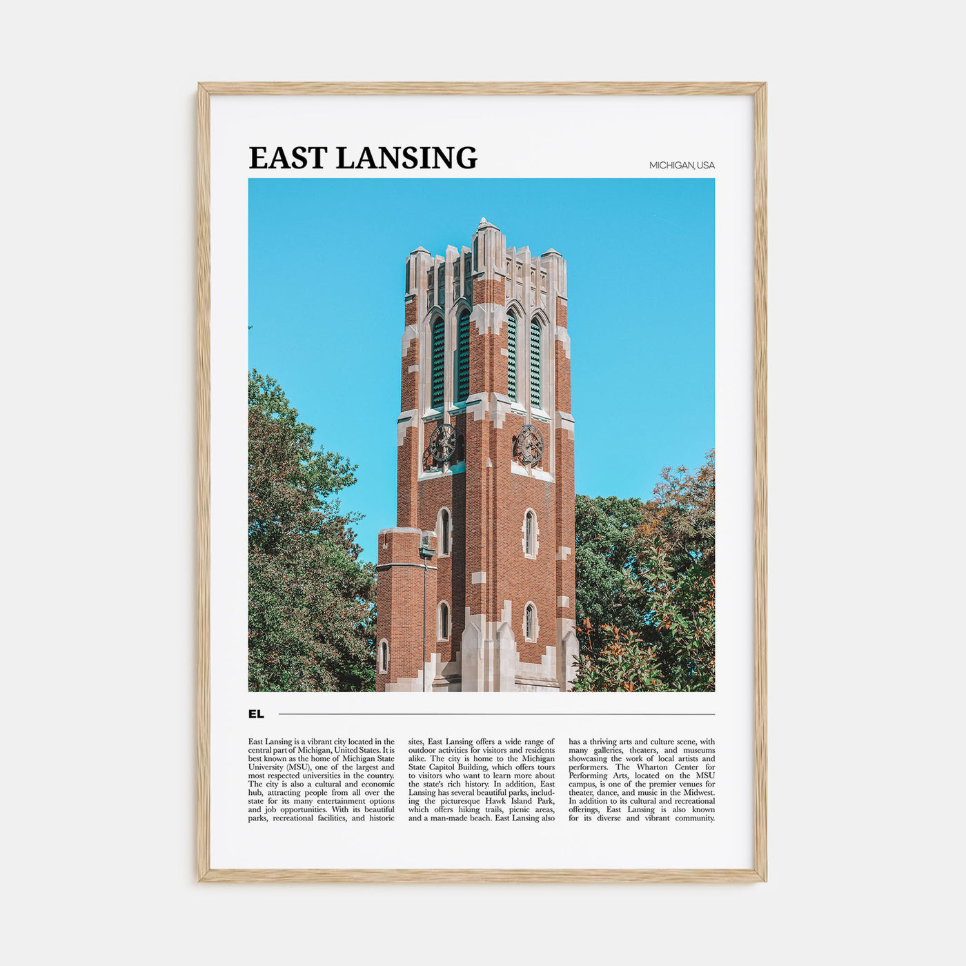 East Lansing Travel Color Poster