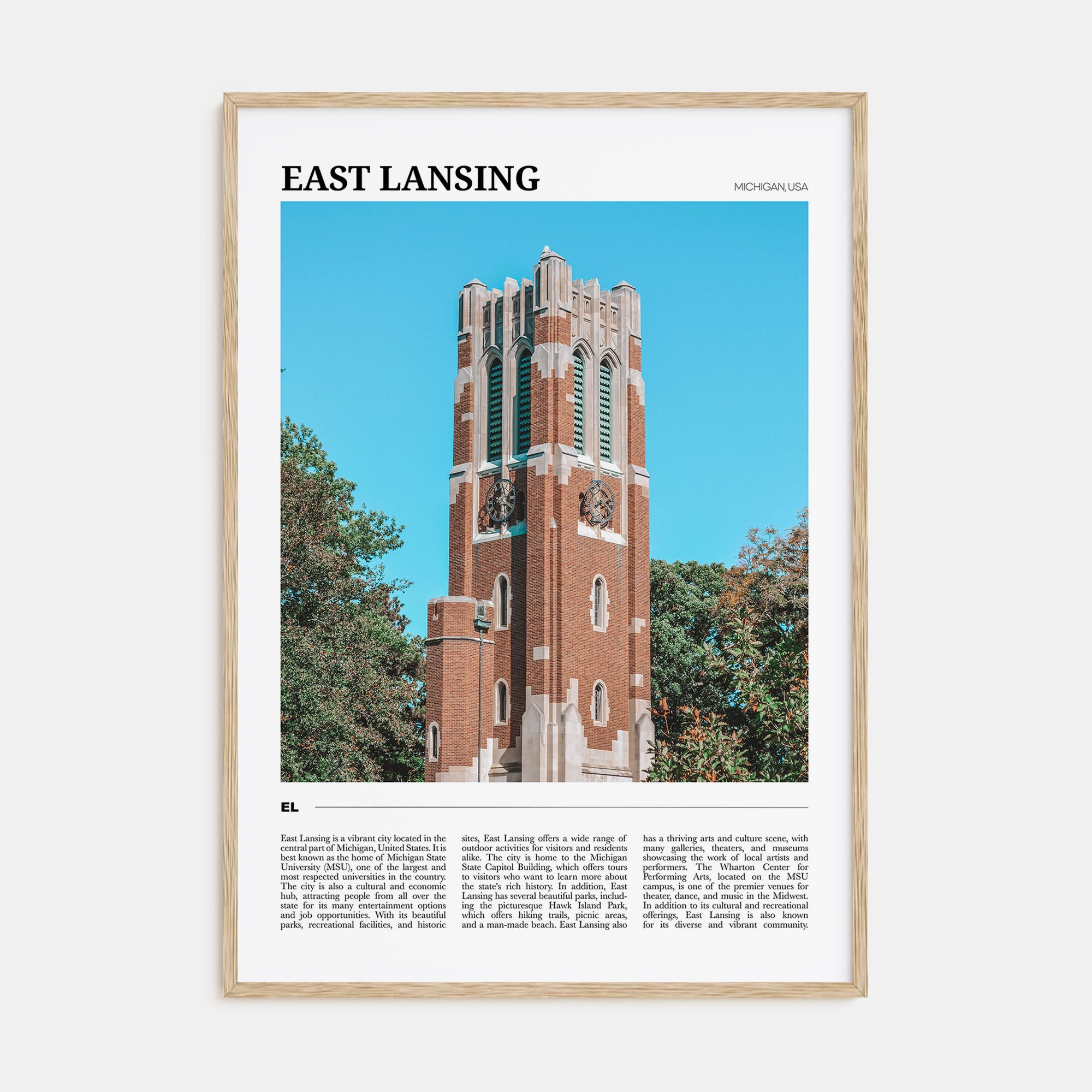 East Lansing Travel Color Poster