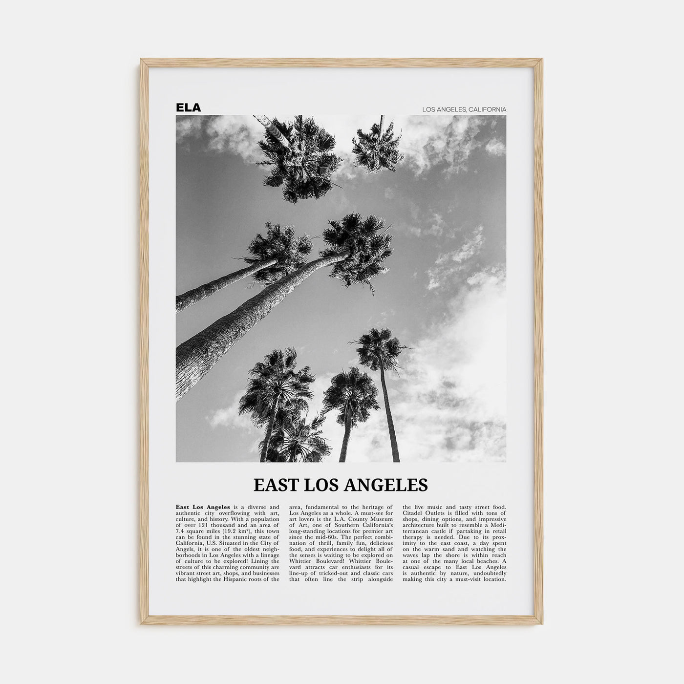East Los Angeles Travel B&W Poster