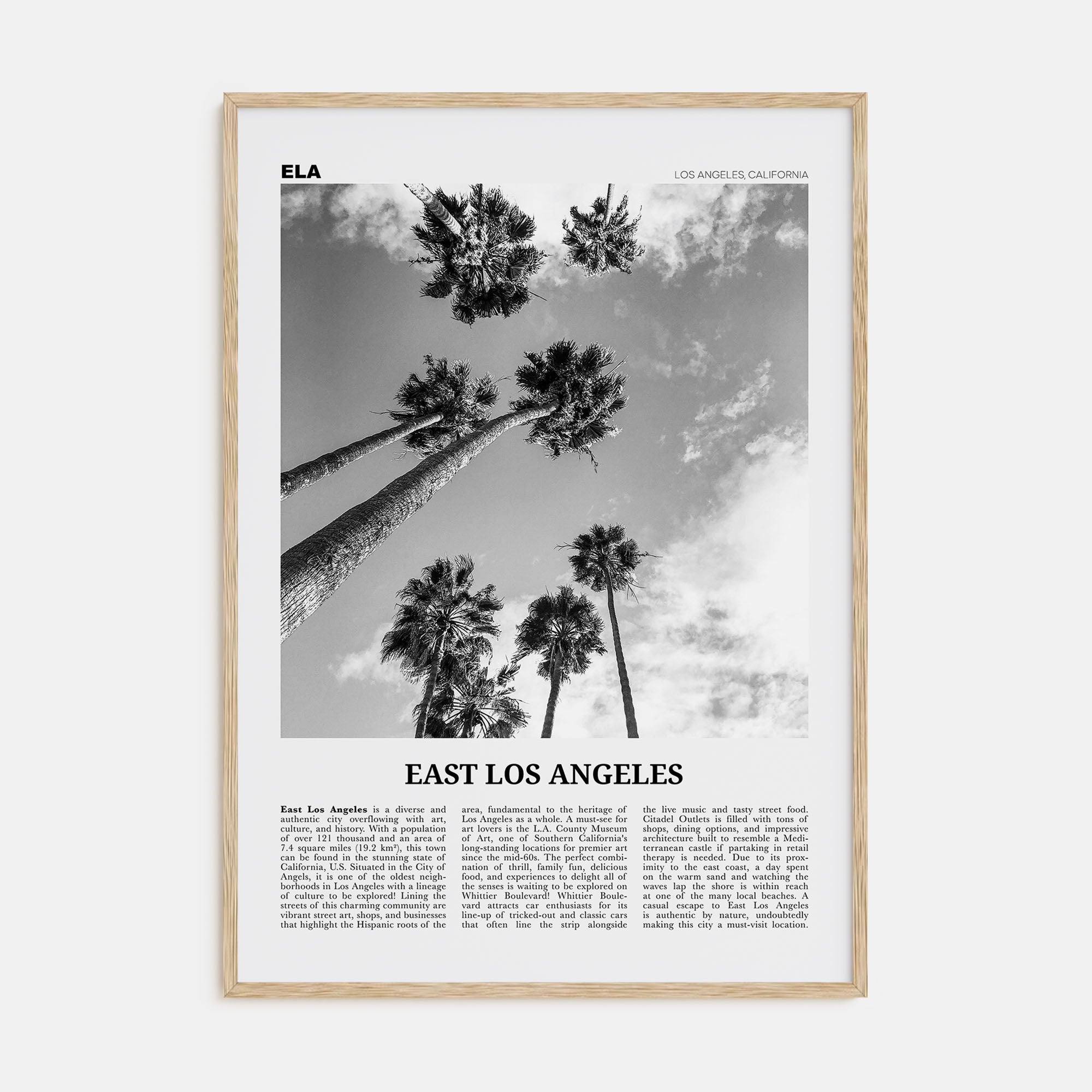 East Los Angeles Travel B&W Poster