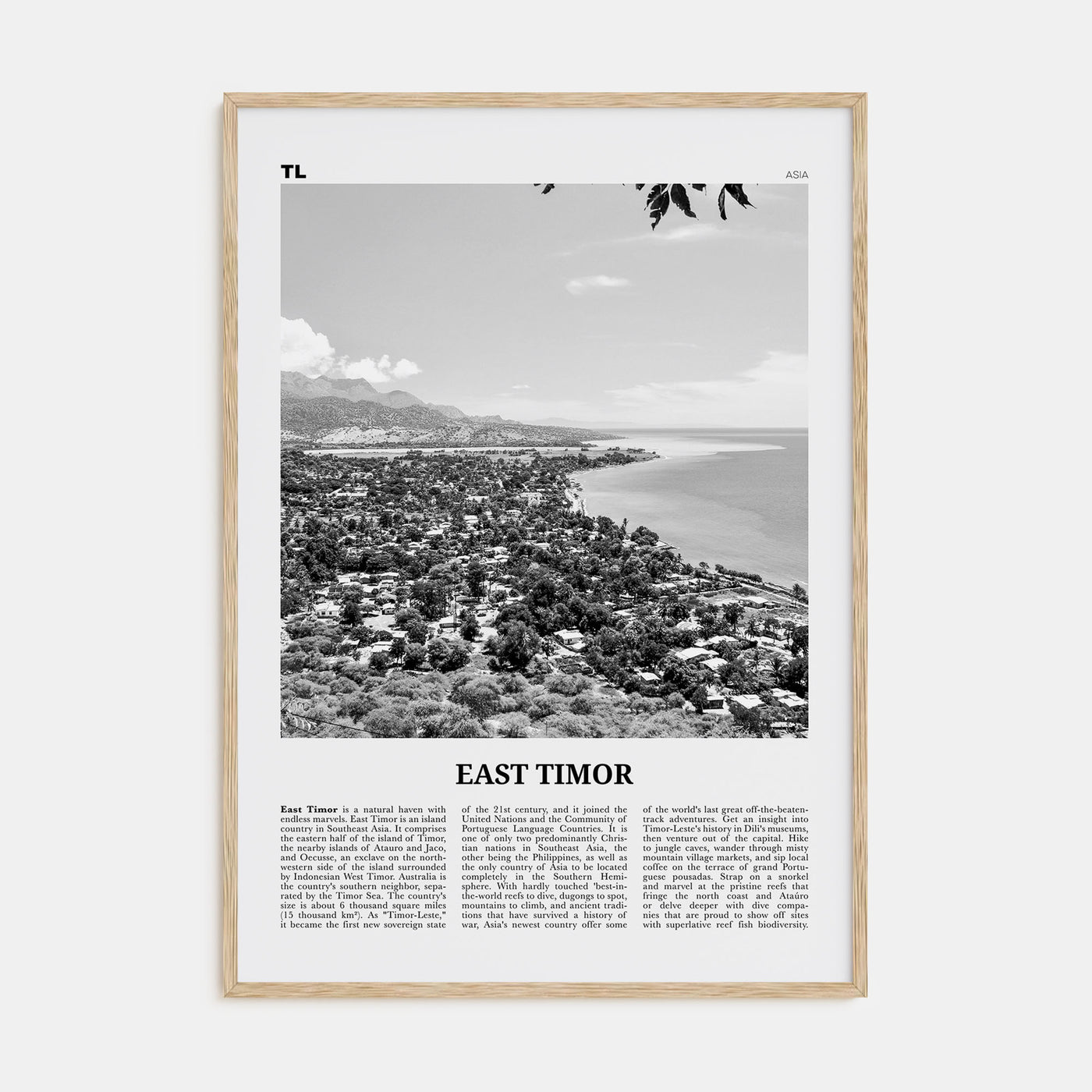 East Timor Travel B&W Poster