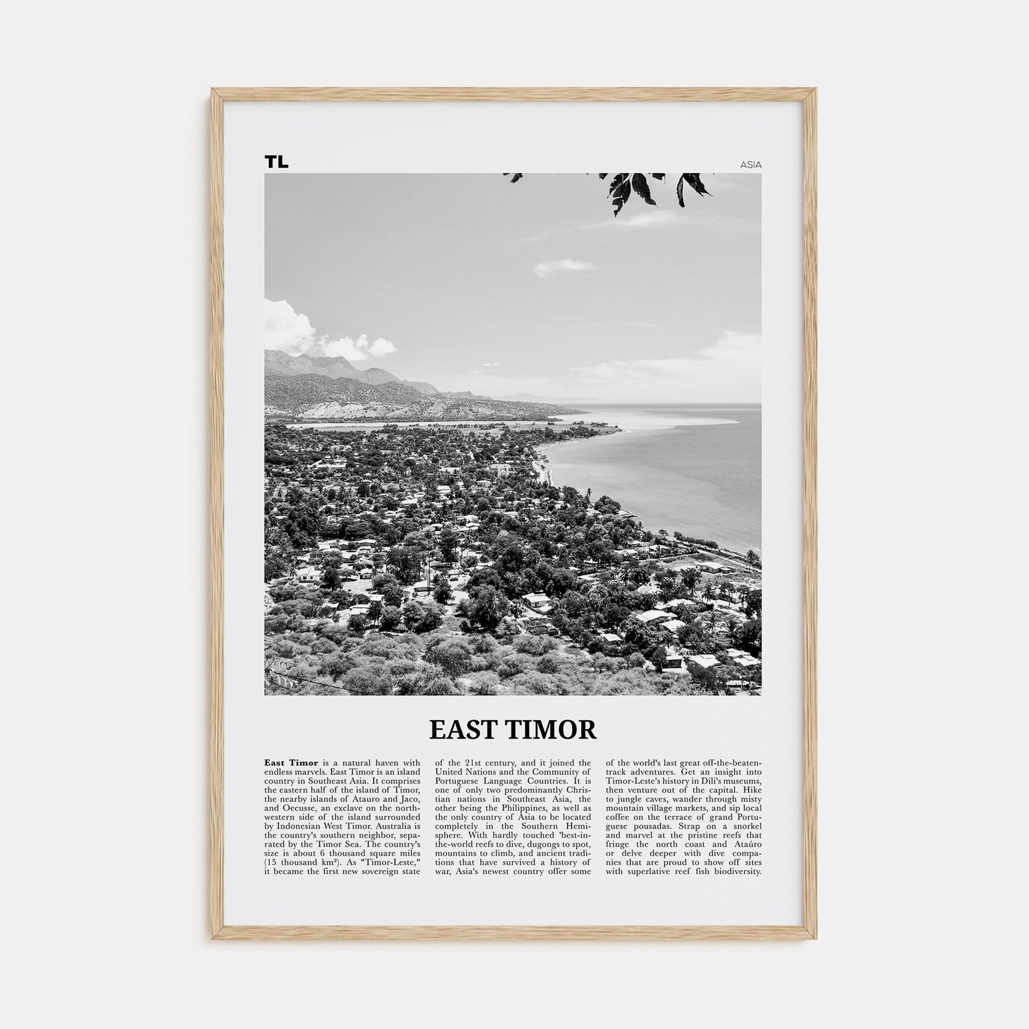 East Timor Travel B&W Poster
