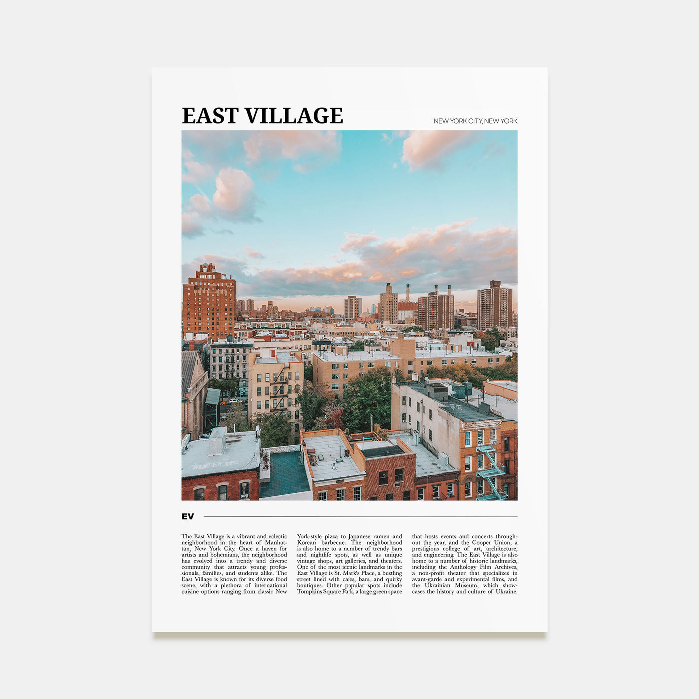 East Village, New York Travel Color Poster