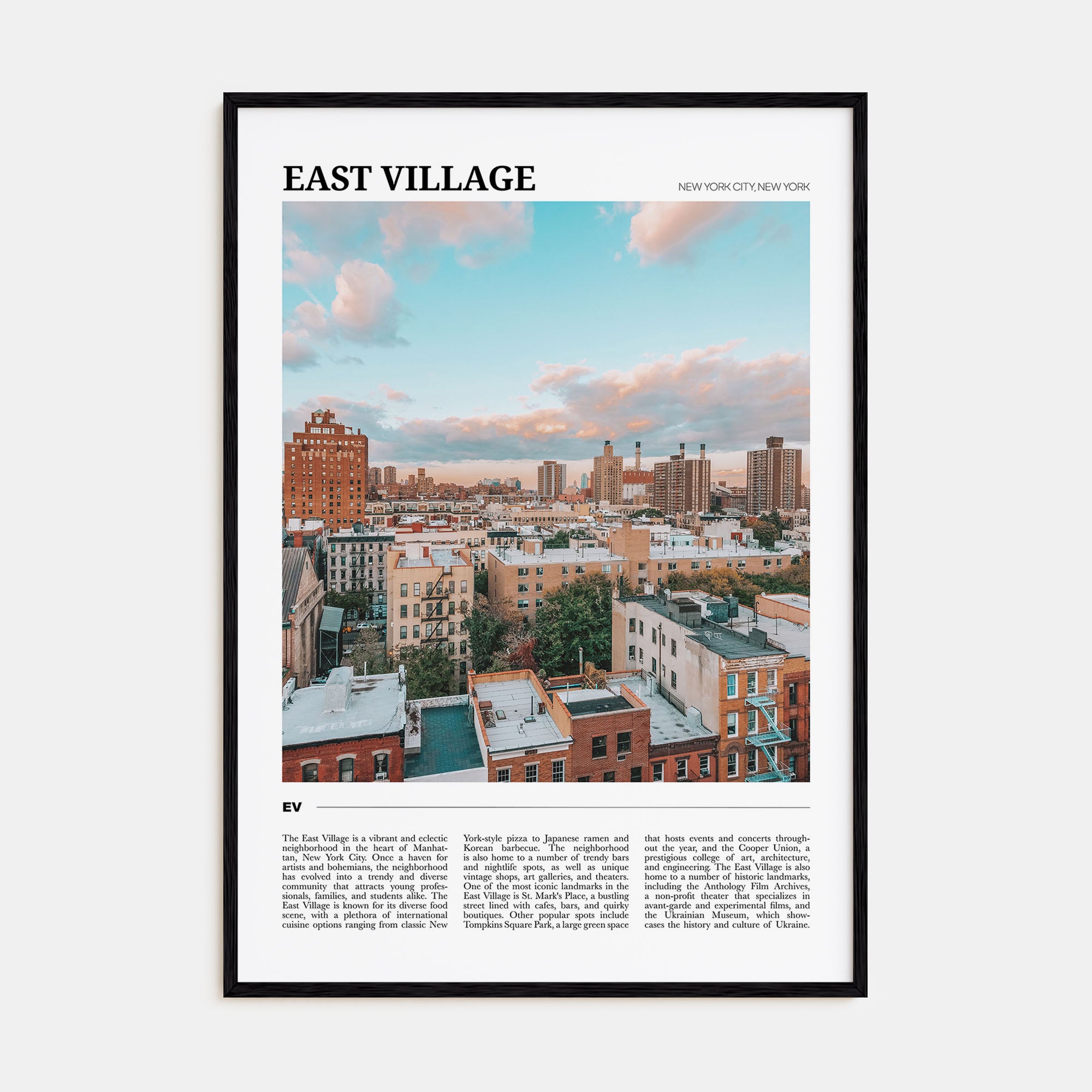 East Village, New York Travel Color Poster
