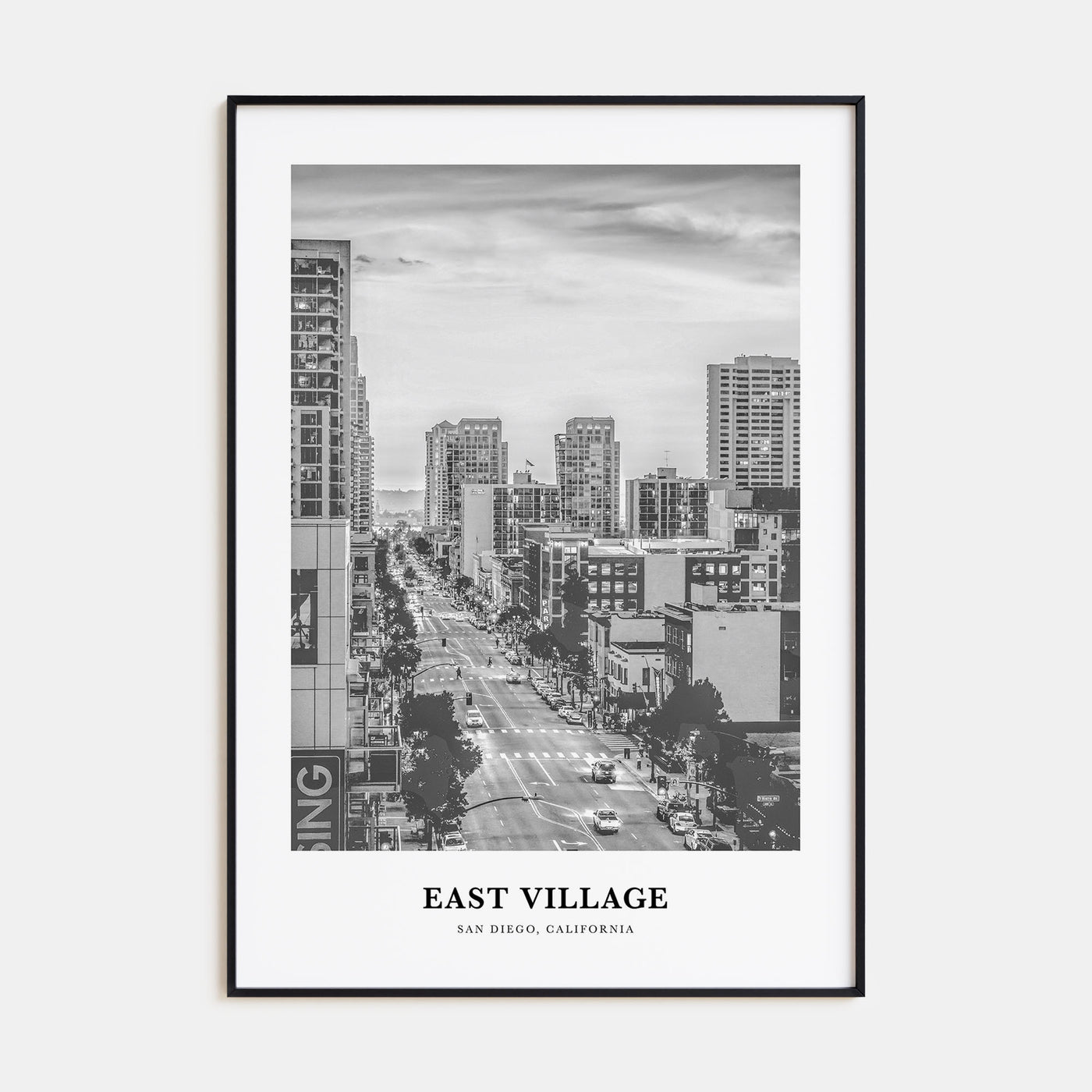 East Village, San Diego Portrait B&W Poster
