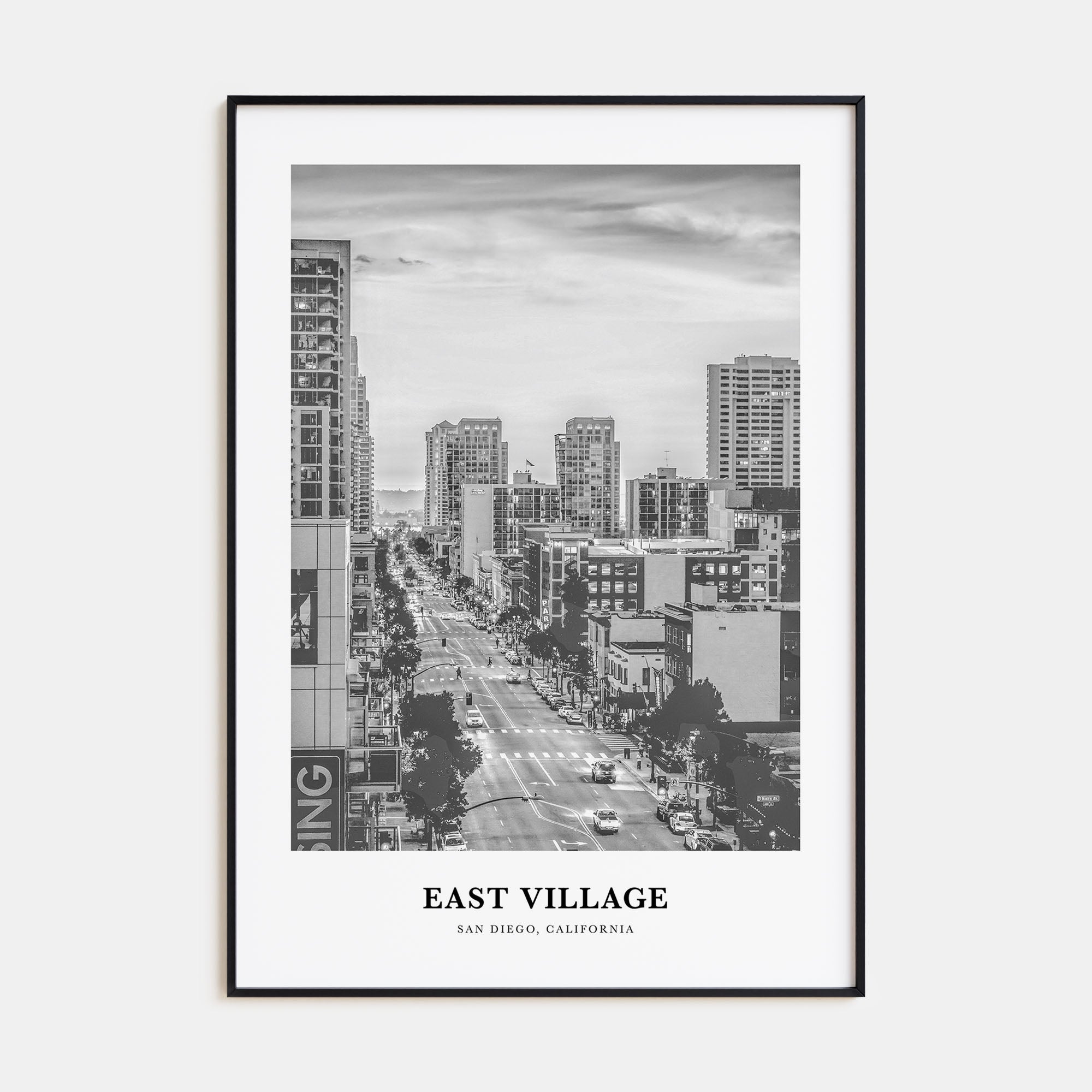 East Village, San Diego Portrait B&W Poster