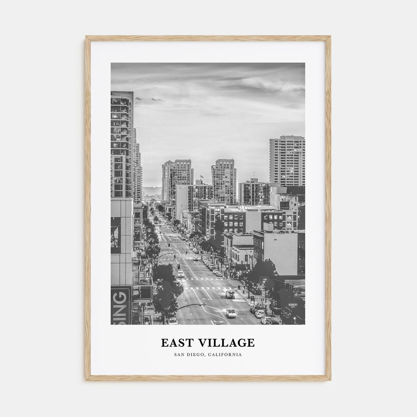 East Village, San Diego Portrait B&W Poster
