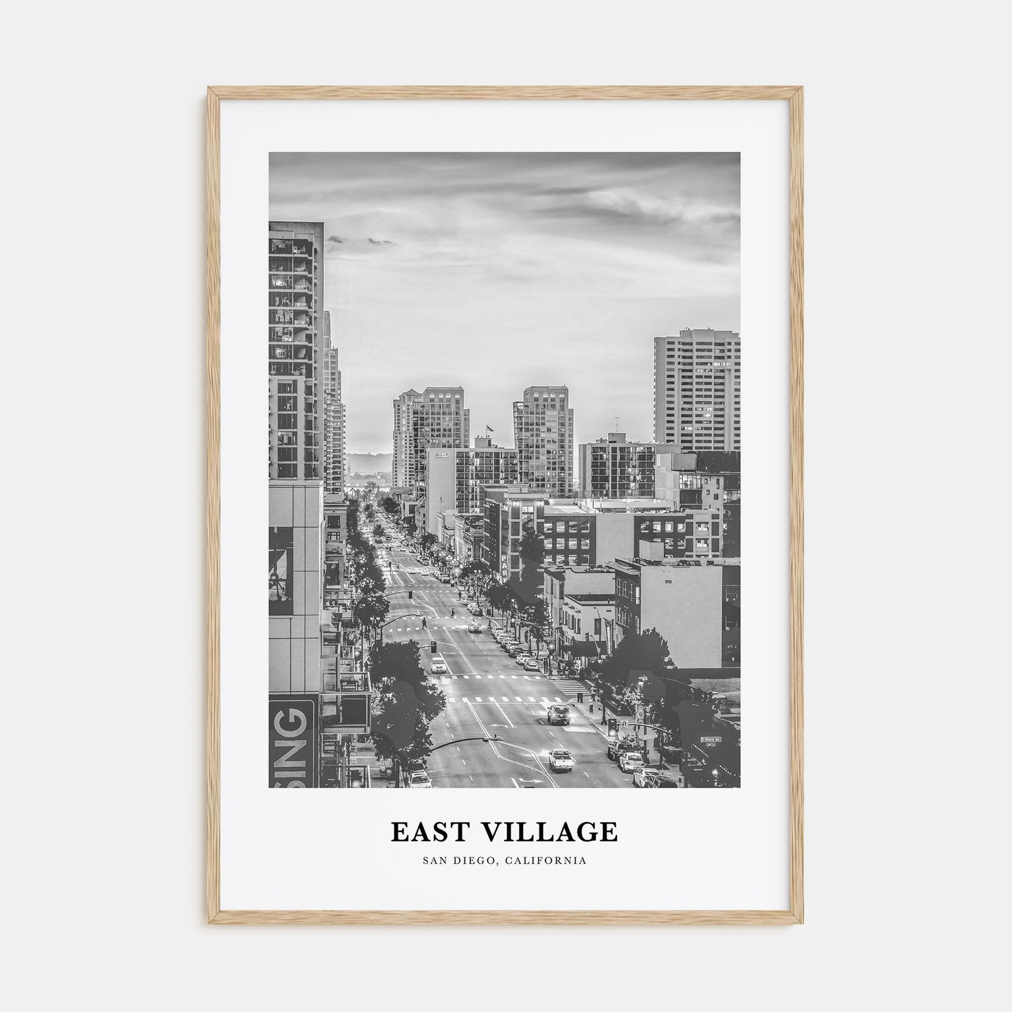 East Village, San Diego Portrait B&W Poster