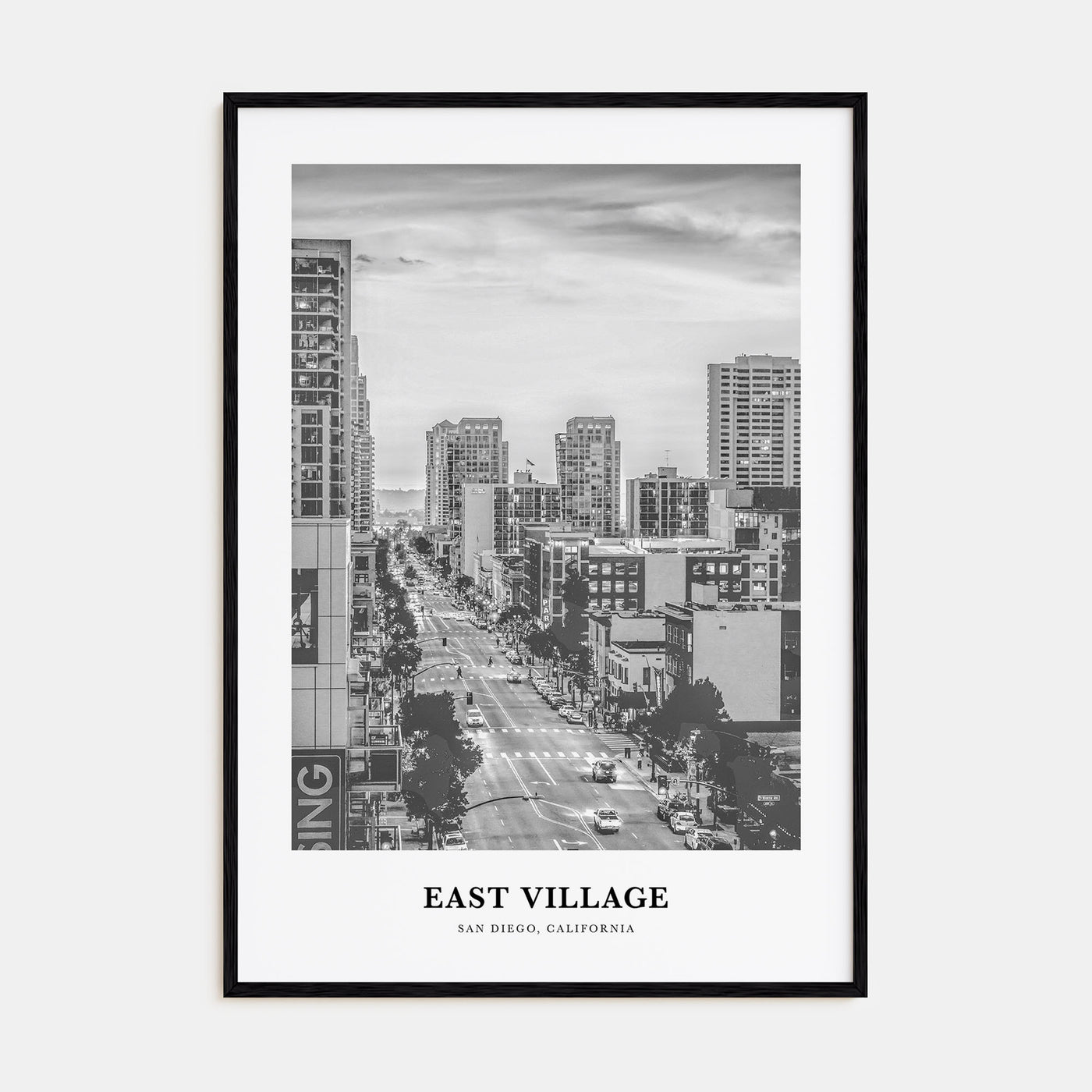 East Village, San Diego Portrait B&W Poster