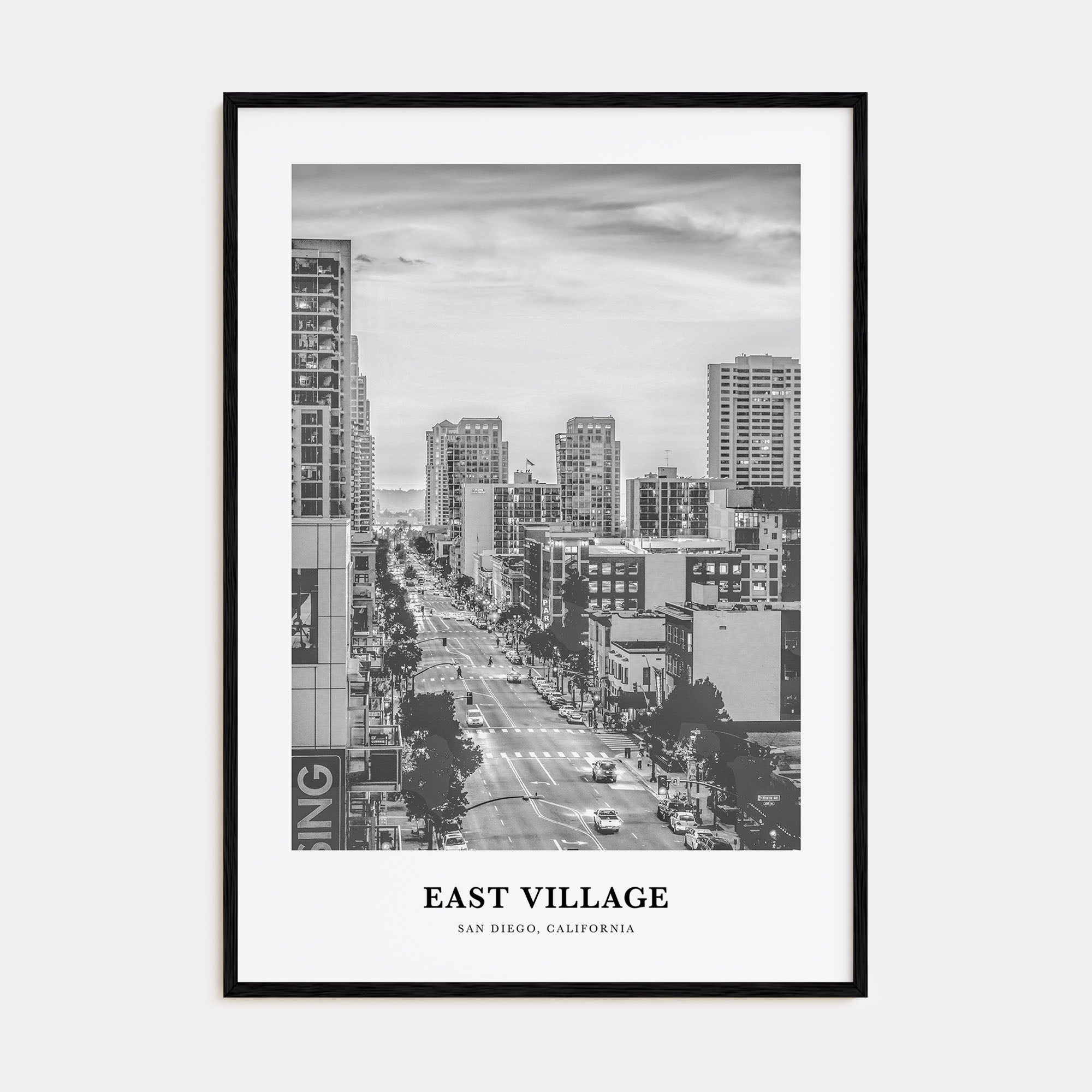 East Village, San Diego Portrait B&W Poster