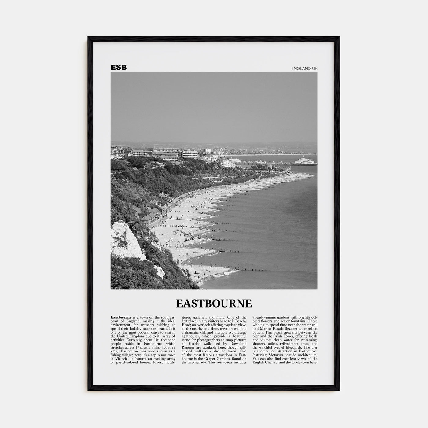 Eastbourne Travel B&W Poster