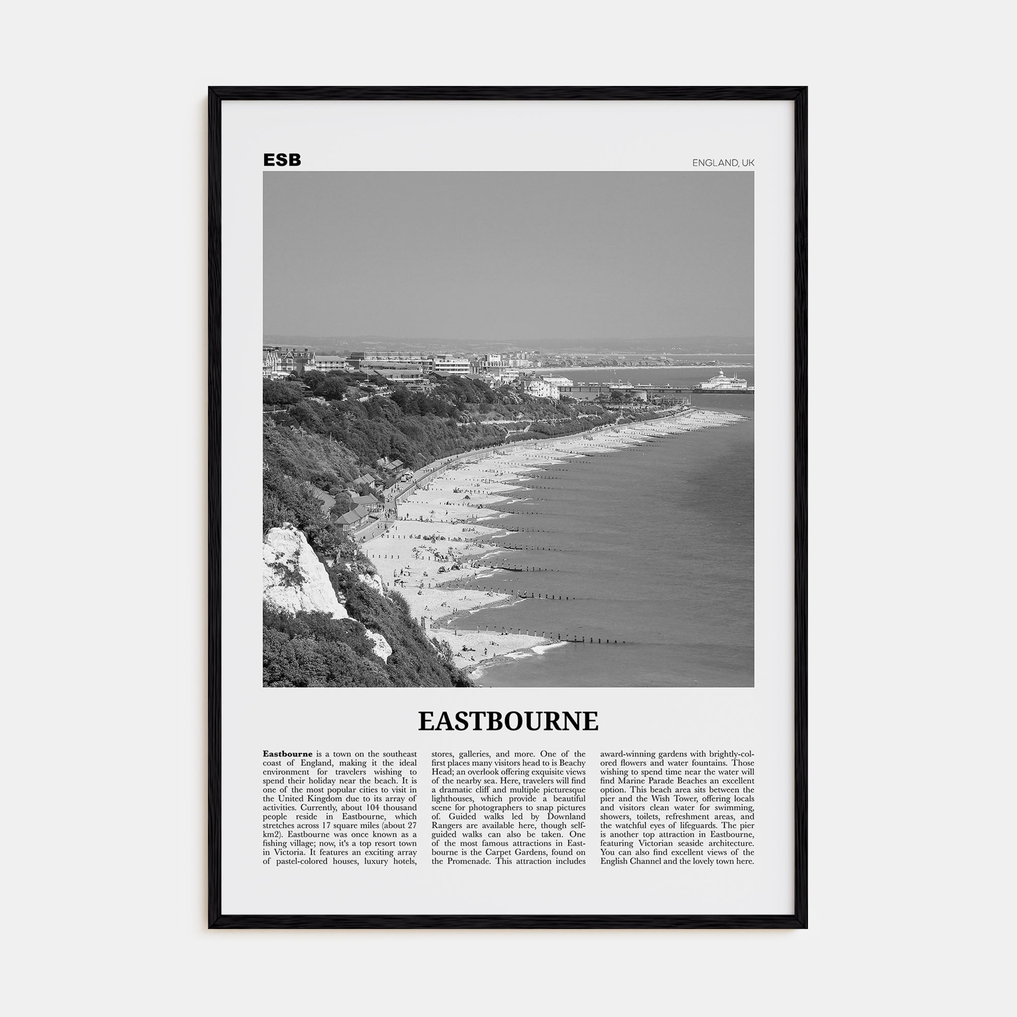 Eastbourne Travel B&W Poster