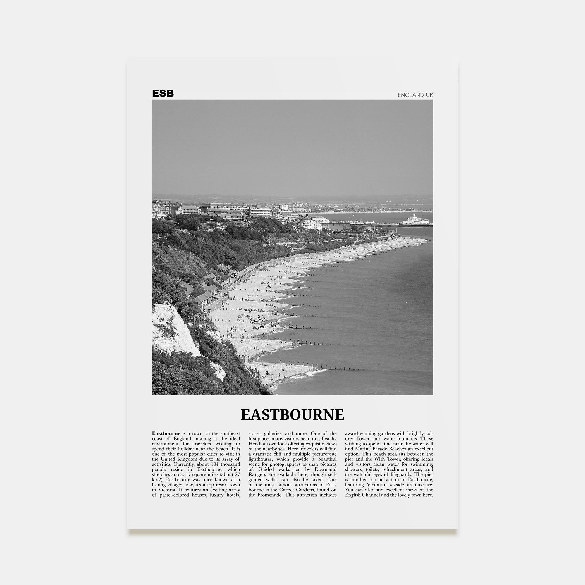 Eastbourne Travel B&W Poster