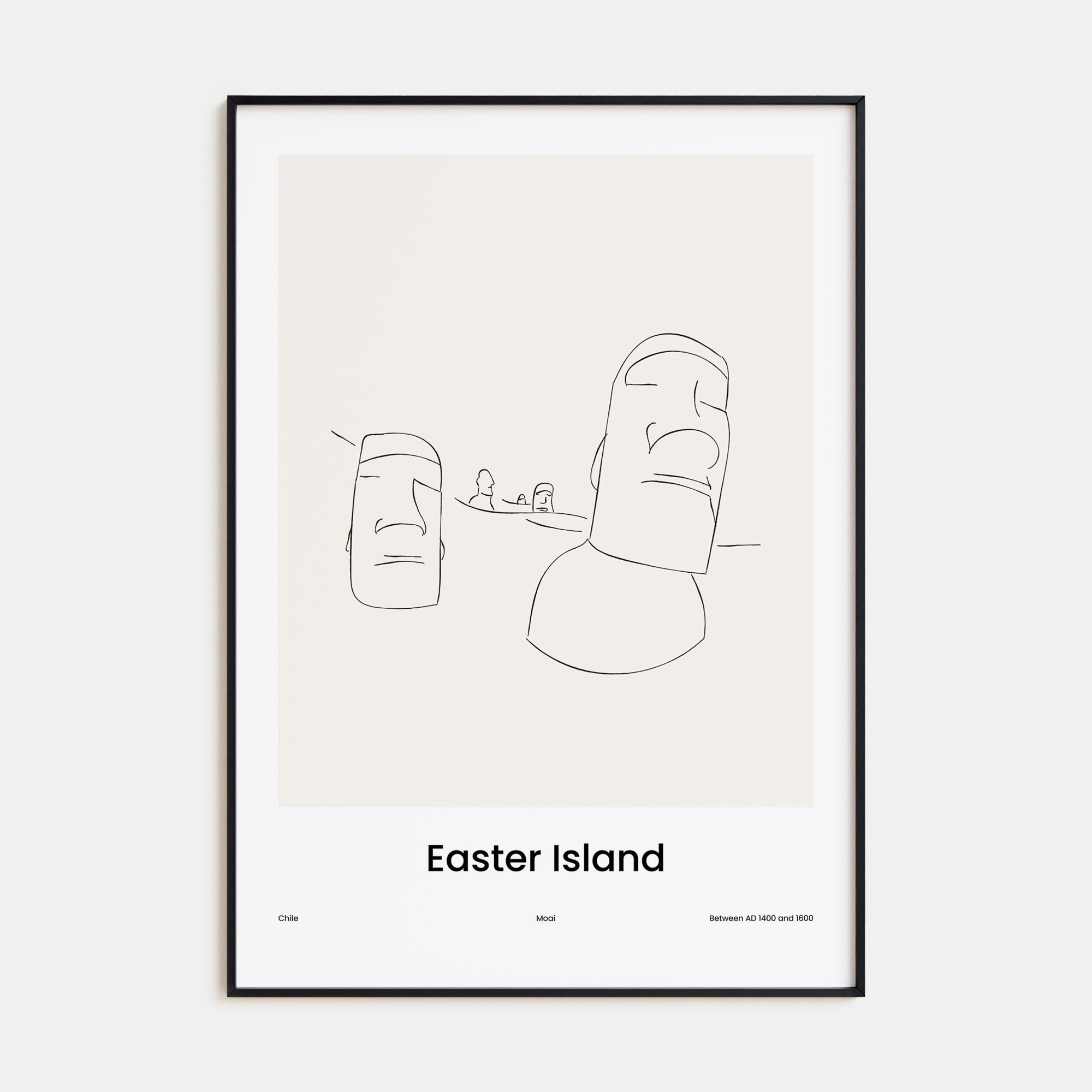 Easter Island Drawn Poster