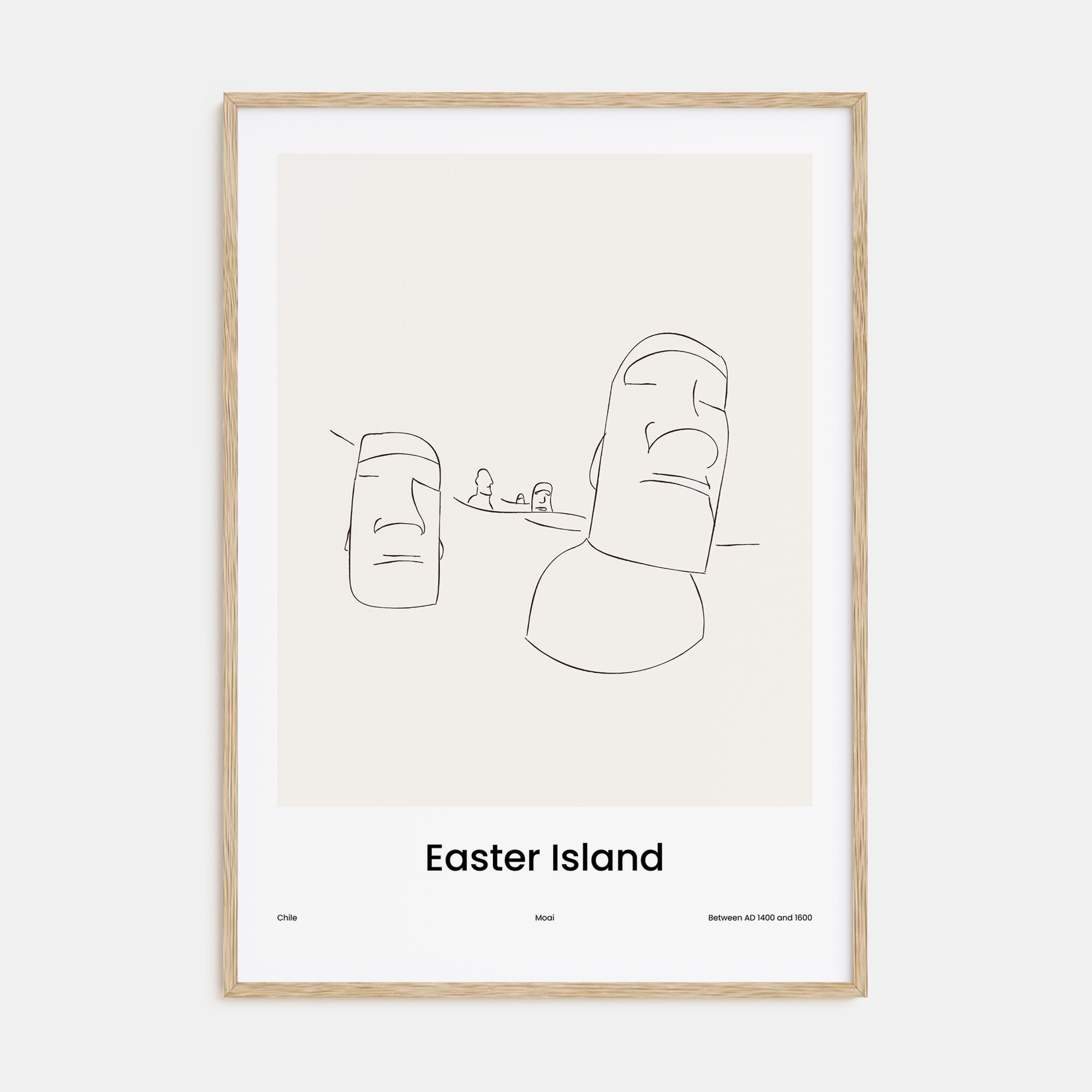 Easter Island Drawn Poster