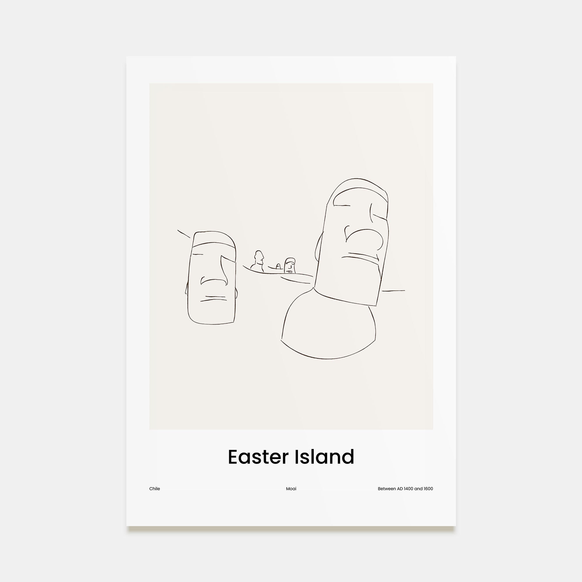 Easter Island Drawn Poster