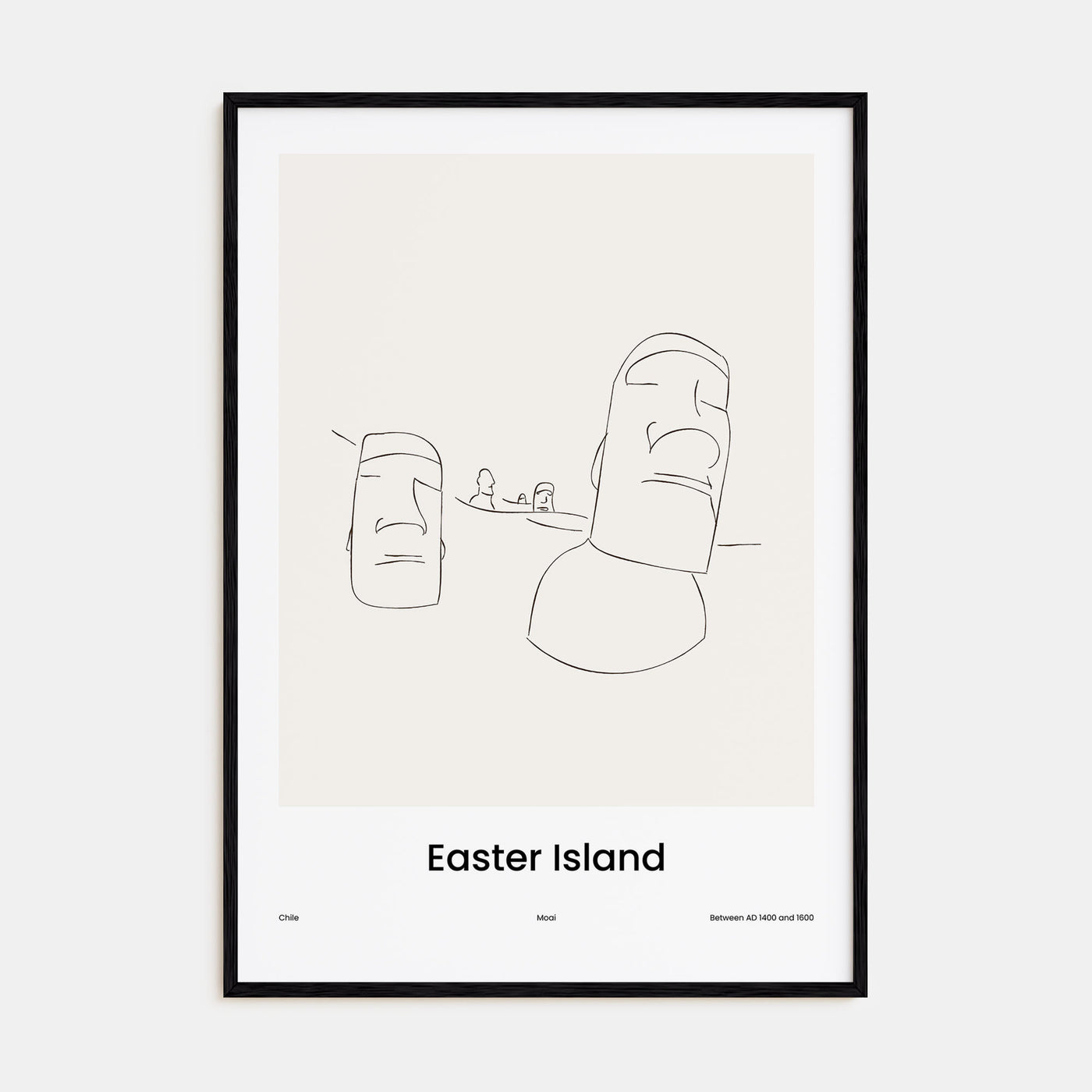Easter Island Drawn Poster