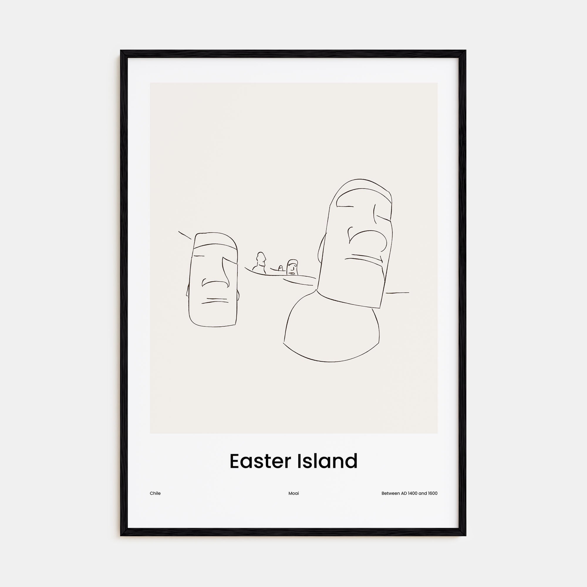 Easter Island Drawn Poster