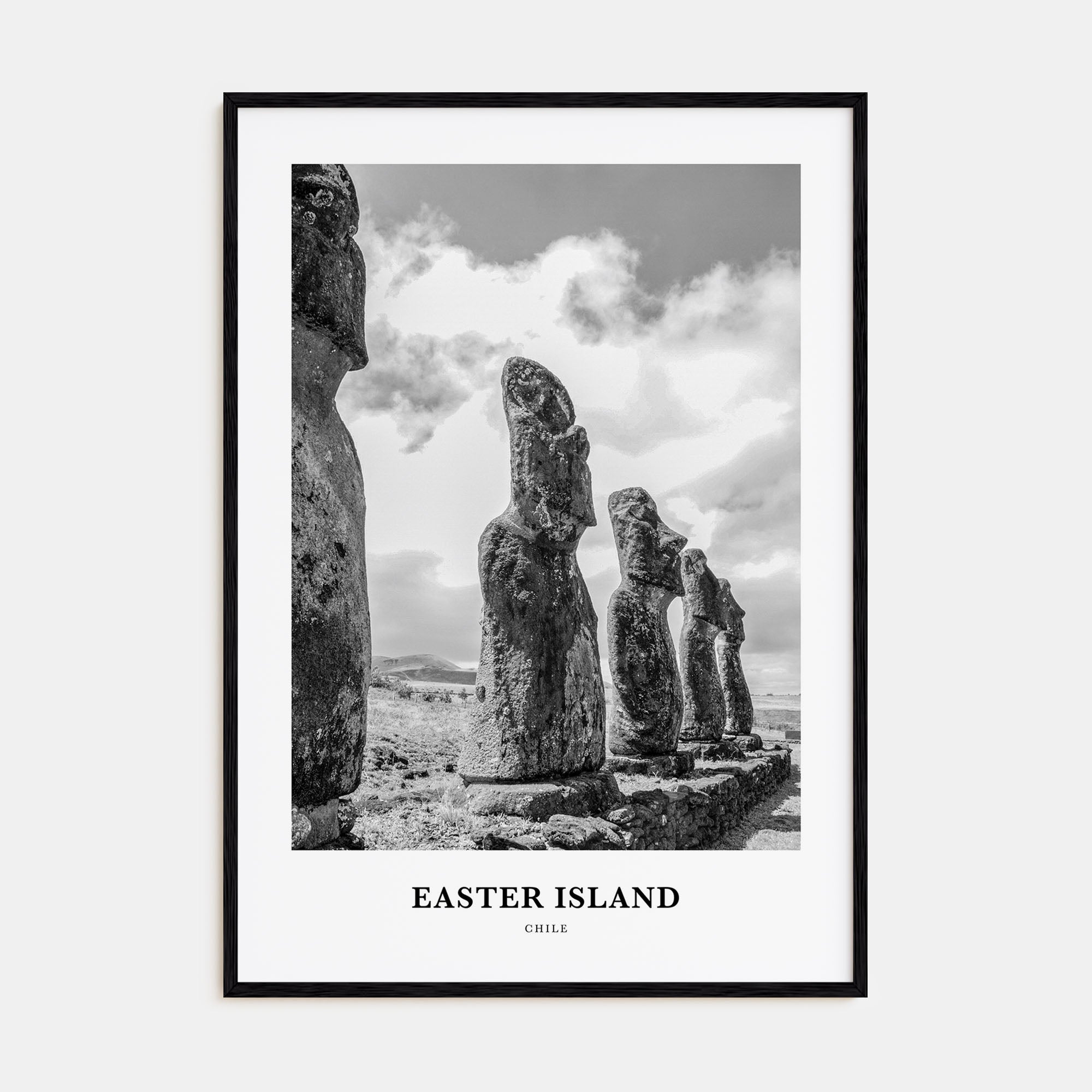 Easter Island Portrait B&W Poster