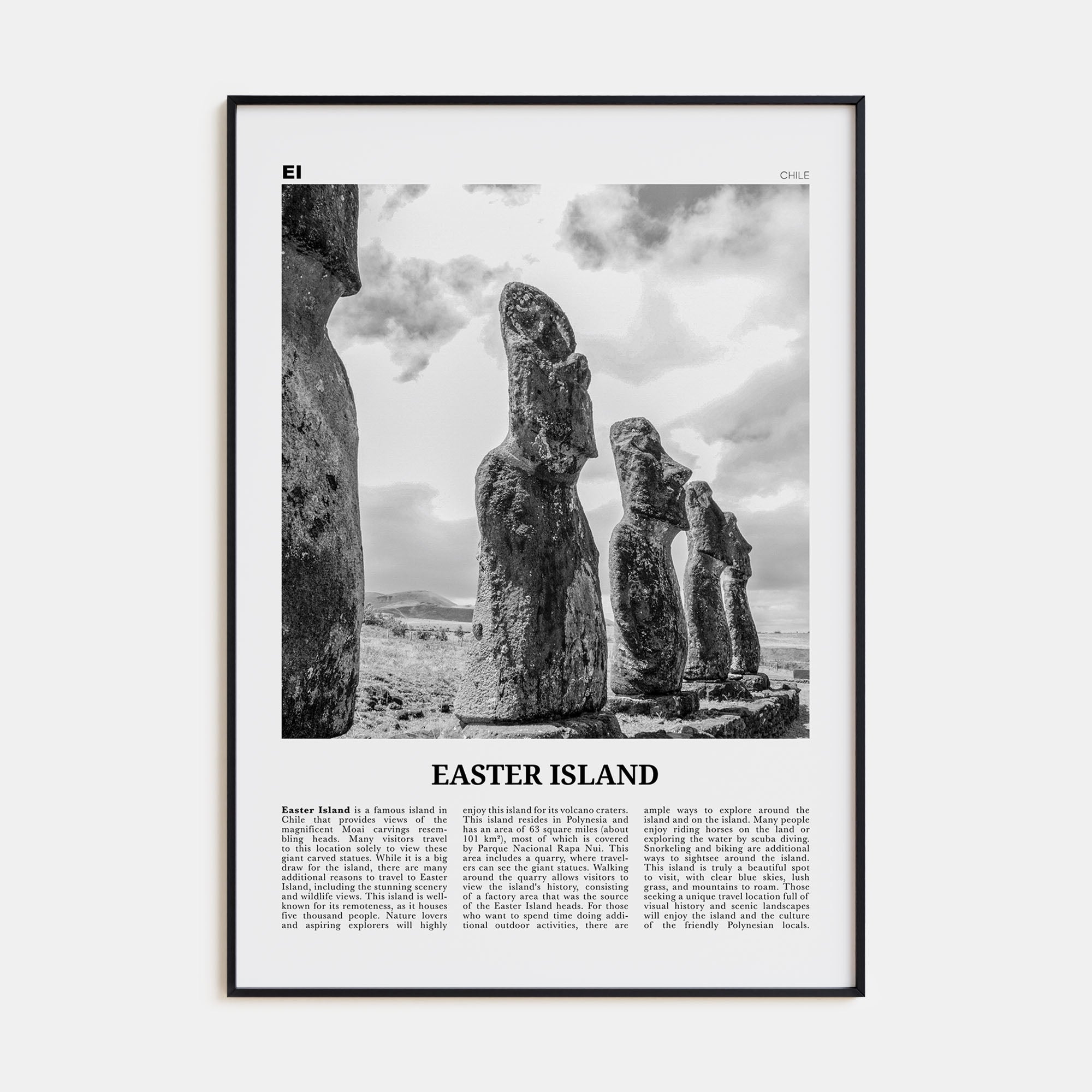 Easter Island Travel B&W Poster