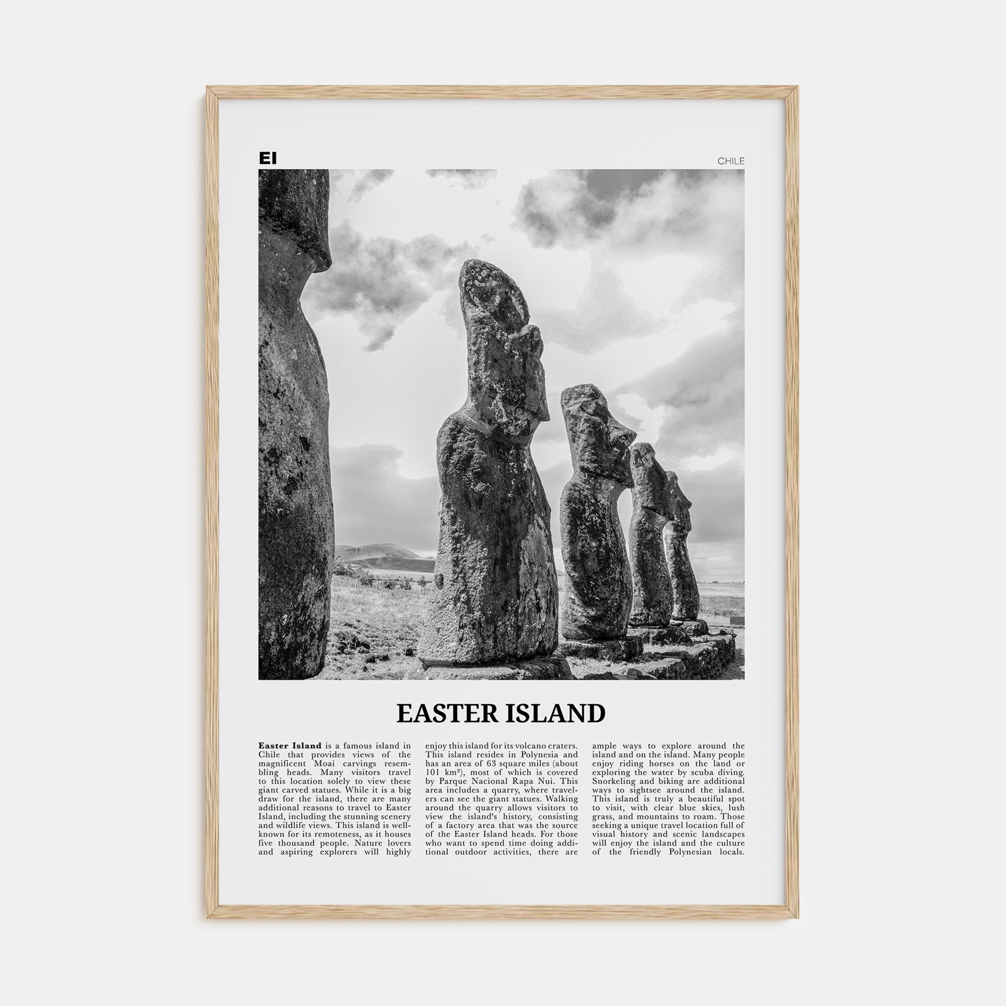 Easter Island Travel B&W Poster