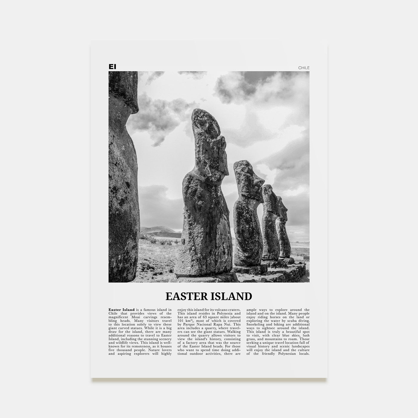 Easter Island Travel B&W Poster