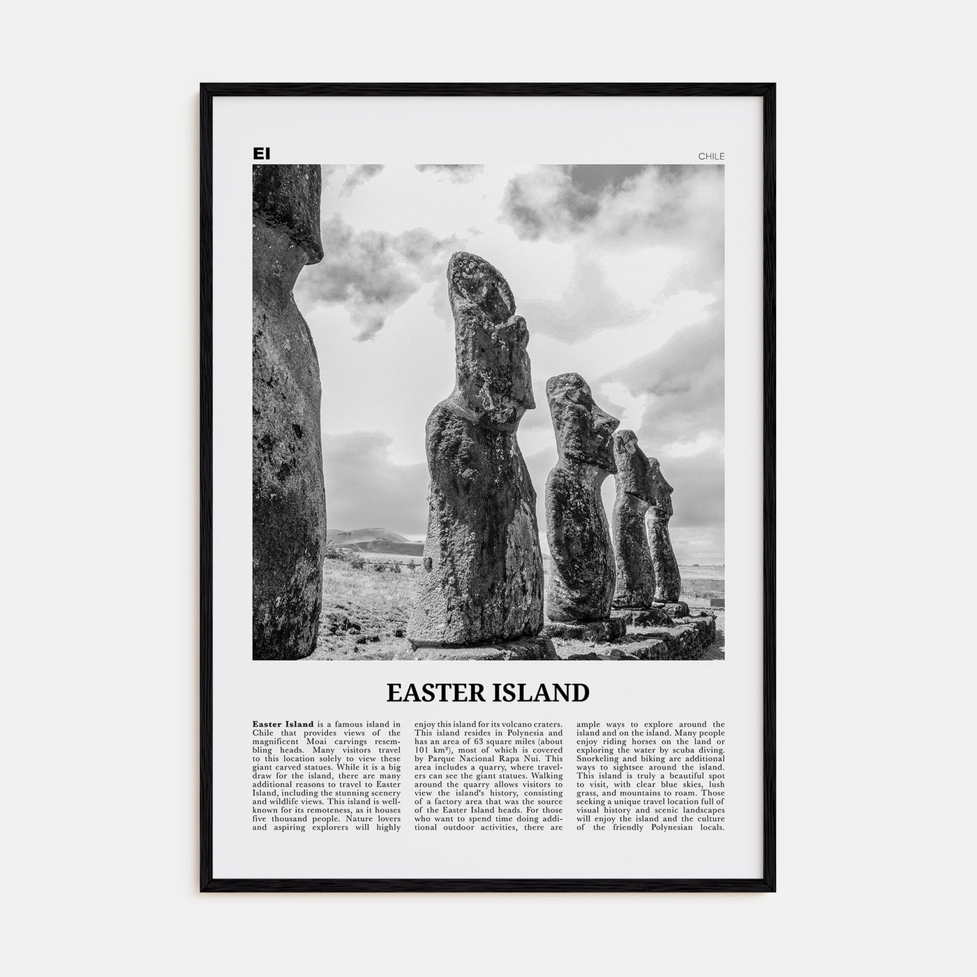 Easter Island Travel B&W Poster