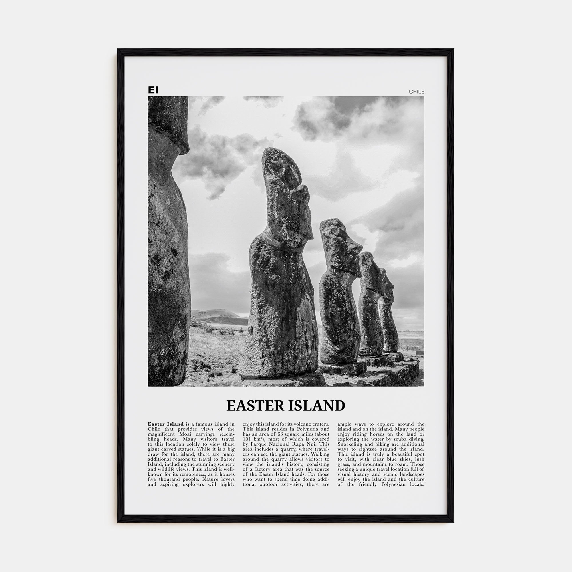 Easter Island Travel B&W Poster