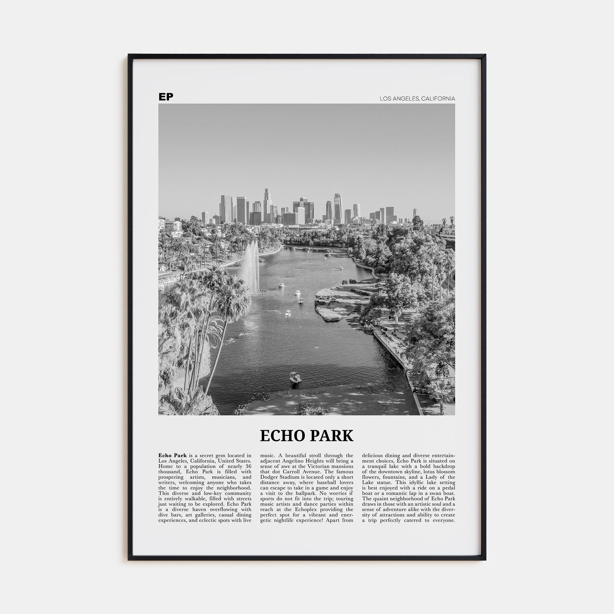 Echo Park Travel B&W No 1 Poster