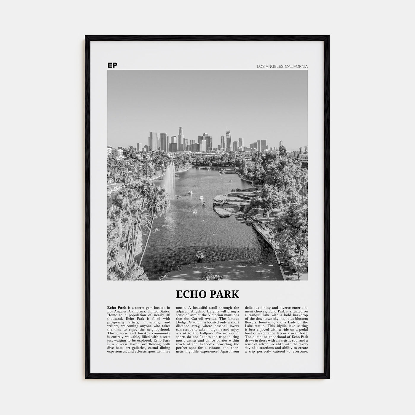 Echo Park Travel B&W No 1 Poster