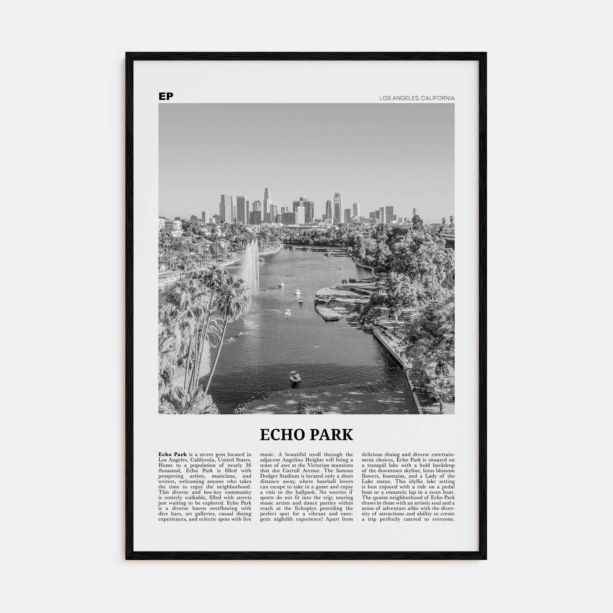 Echo Park Travel B&W No 1 Poster