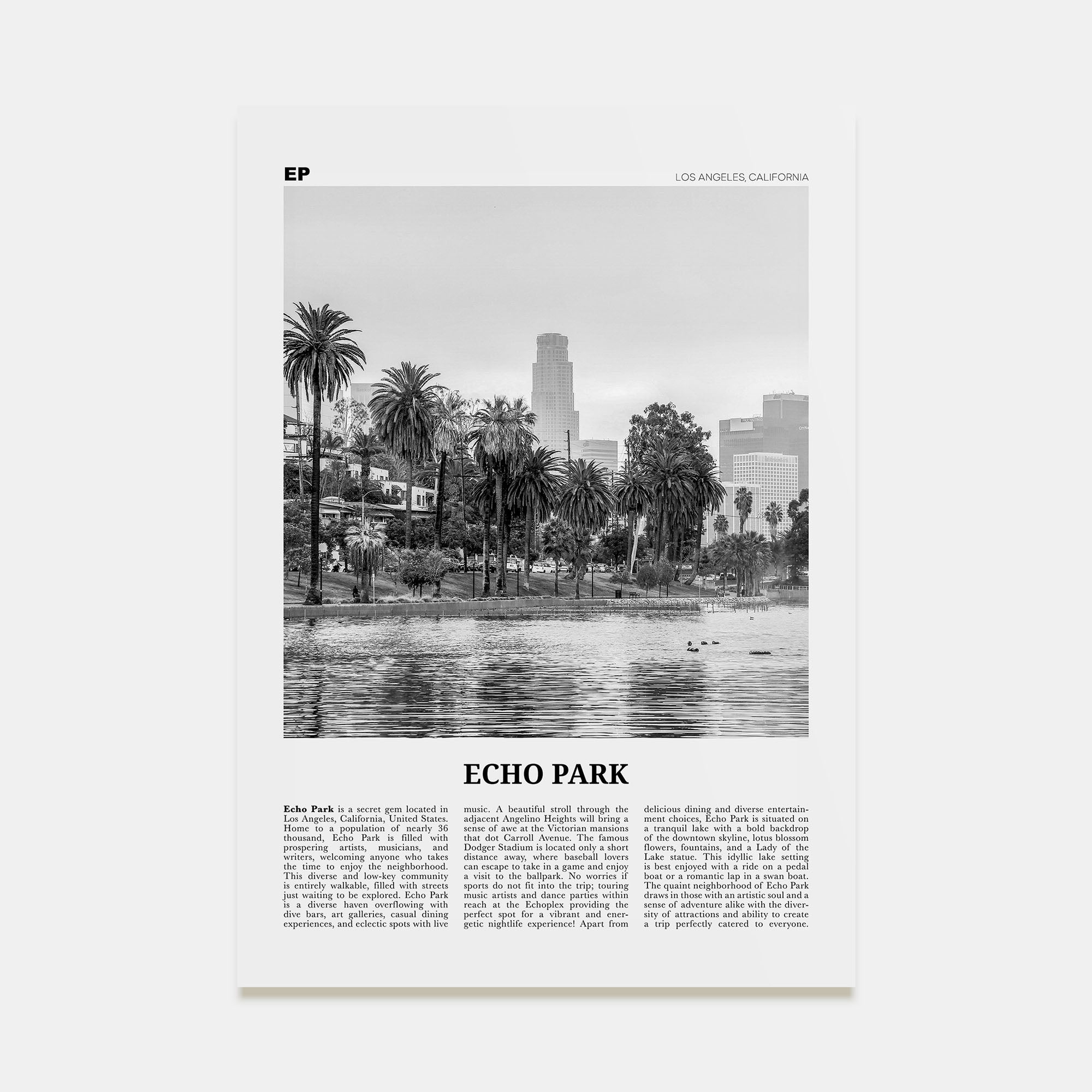 Echo Park Travel B&W No 2 Poster