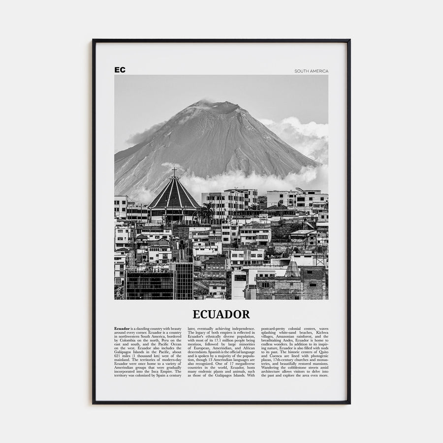 Ecuador Travel B&W No 1 Poster