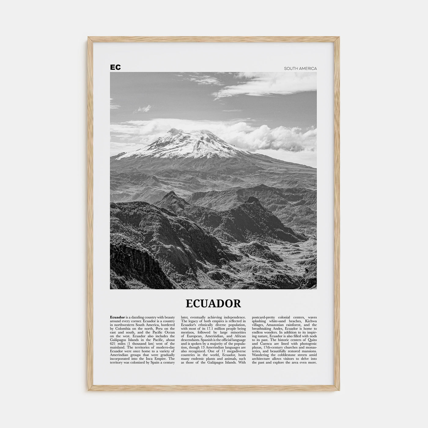 Ecuador Travel B&W No 2 Poster