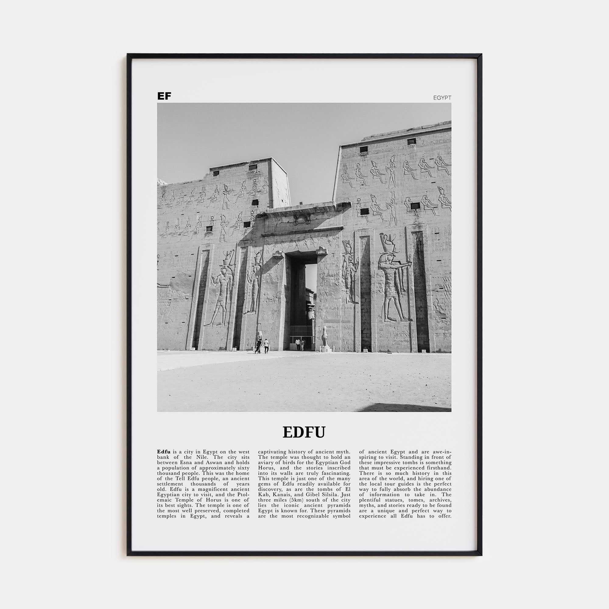 Edfu Travel B&W Poster