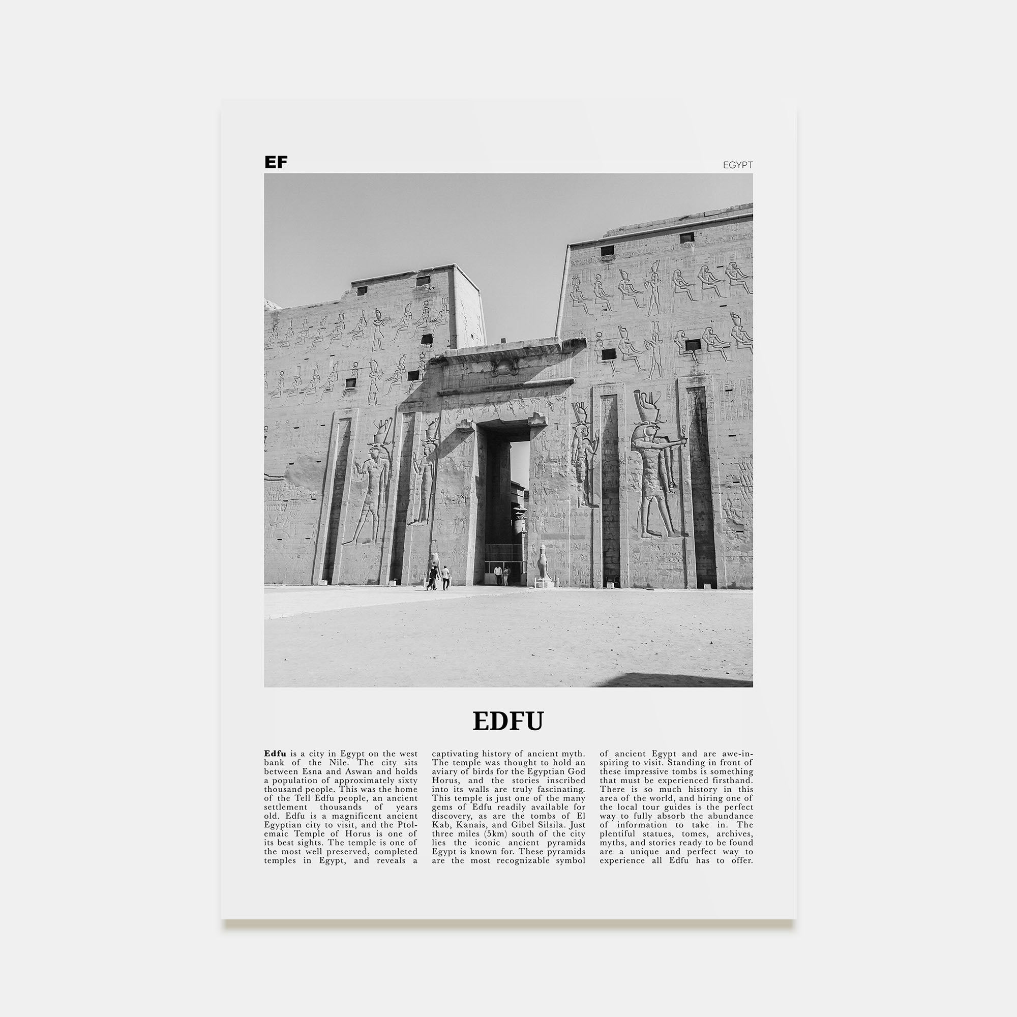 Edfu Travel B&W Poster