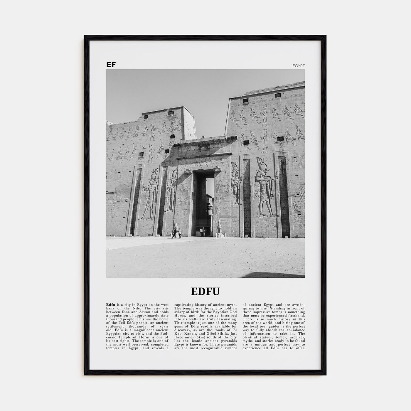 Edfu Travel B&W Poster