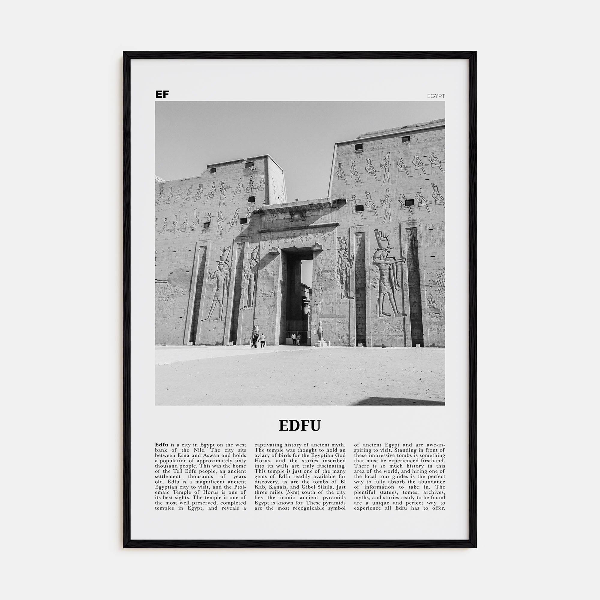 Edfu Travel B&W Poster