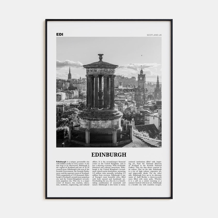 Edinburgh Travel B&W No 1 Poster