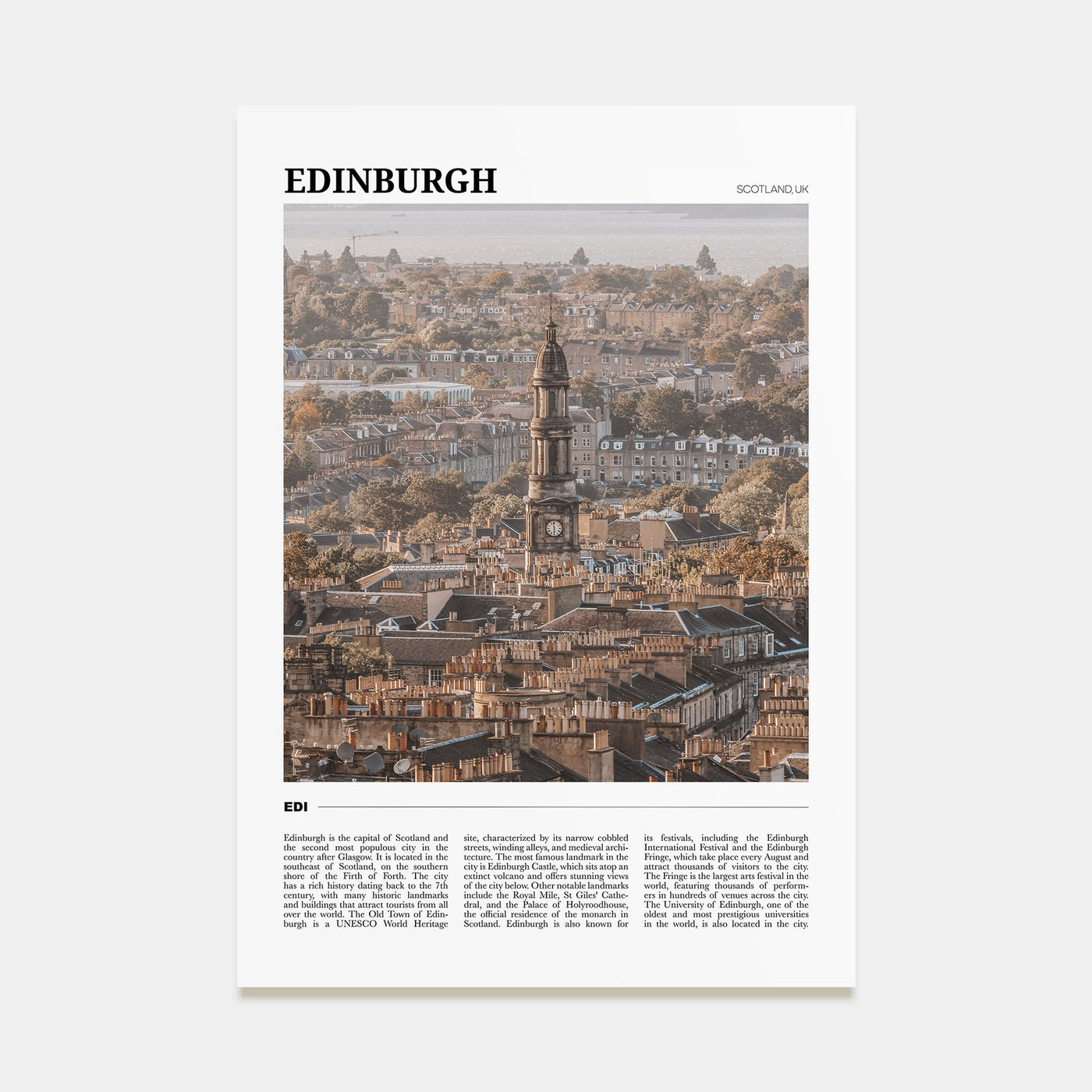Edinburgh Travel Color Poster