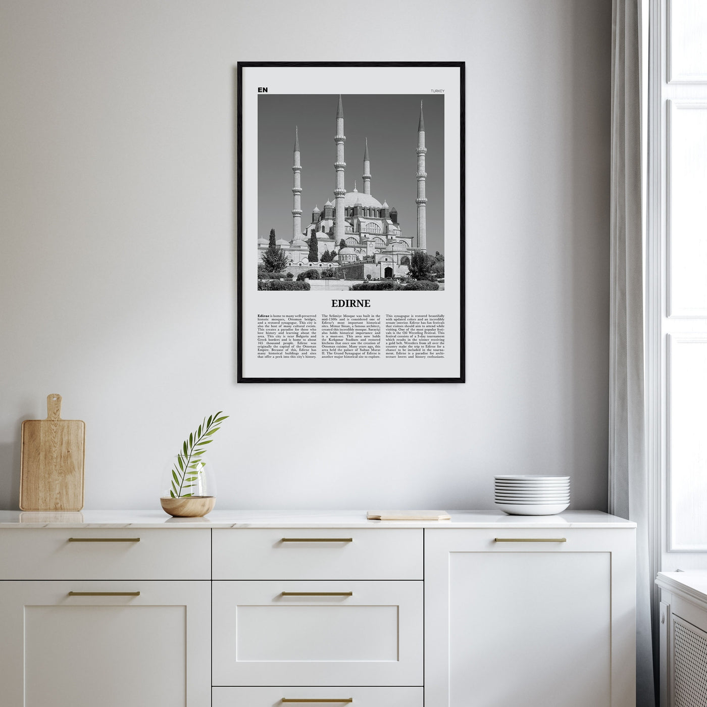 Edirne Travel B&W Poster