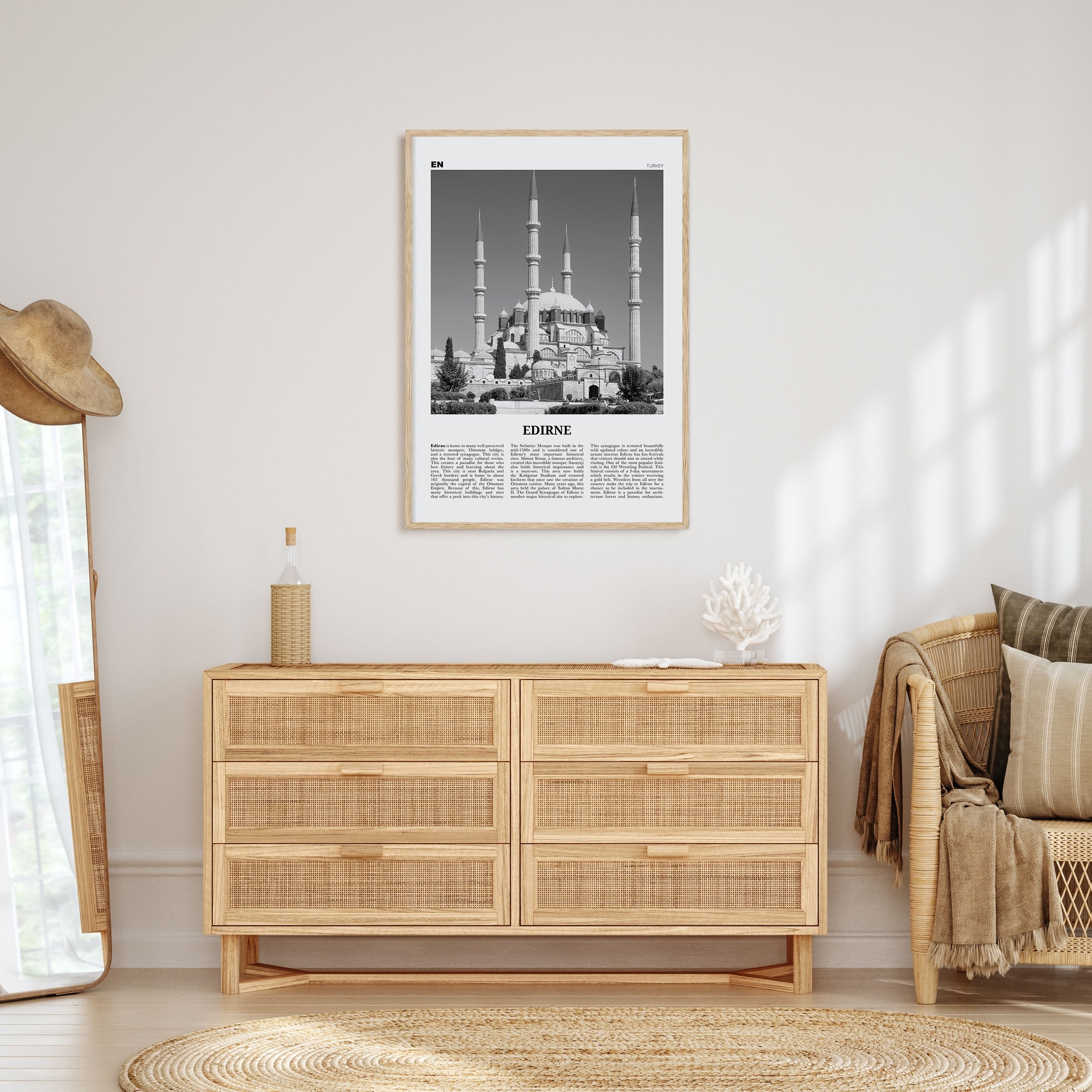 Edirne Travel B&W Poster