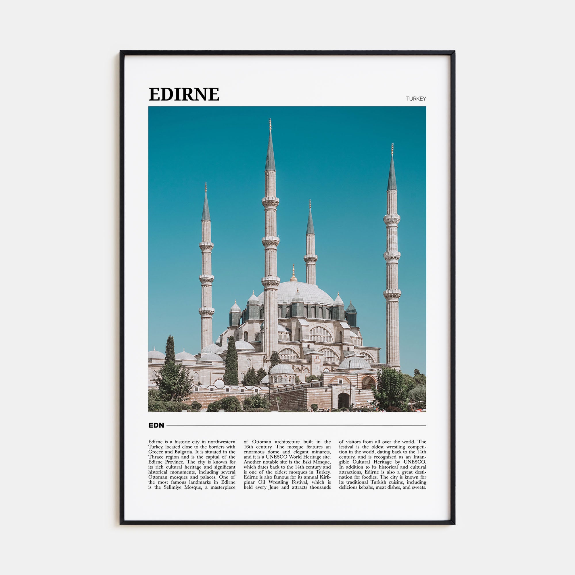 Edirne Travel Color Poster