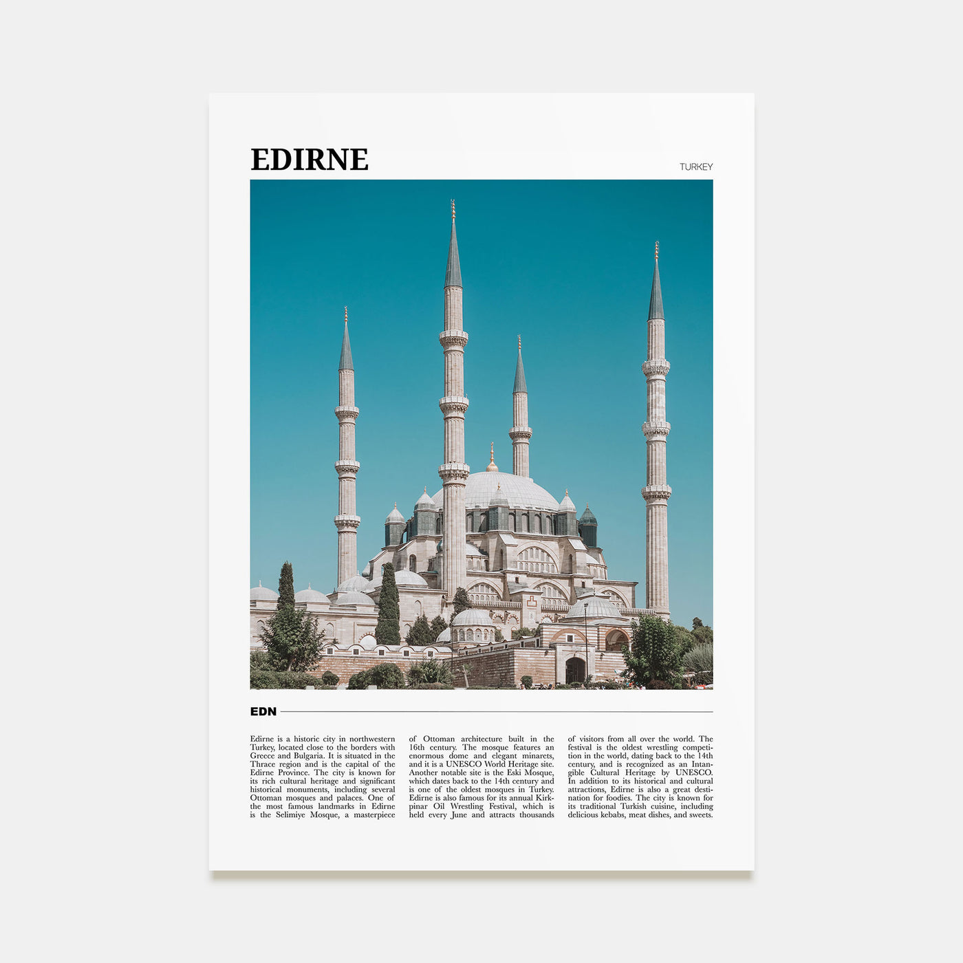 Edirne Travel Color Poster