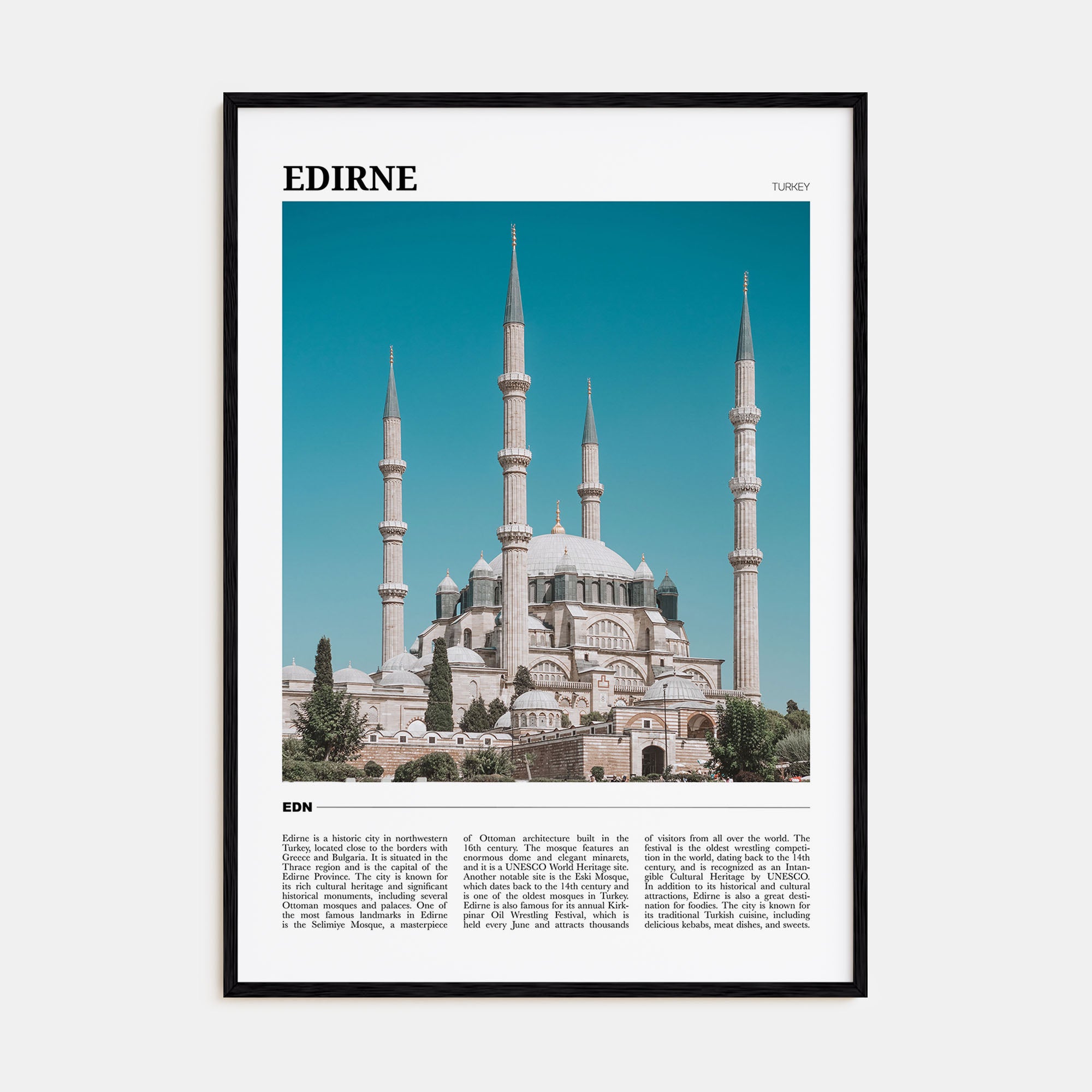Edirne Travel Color Poster