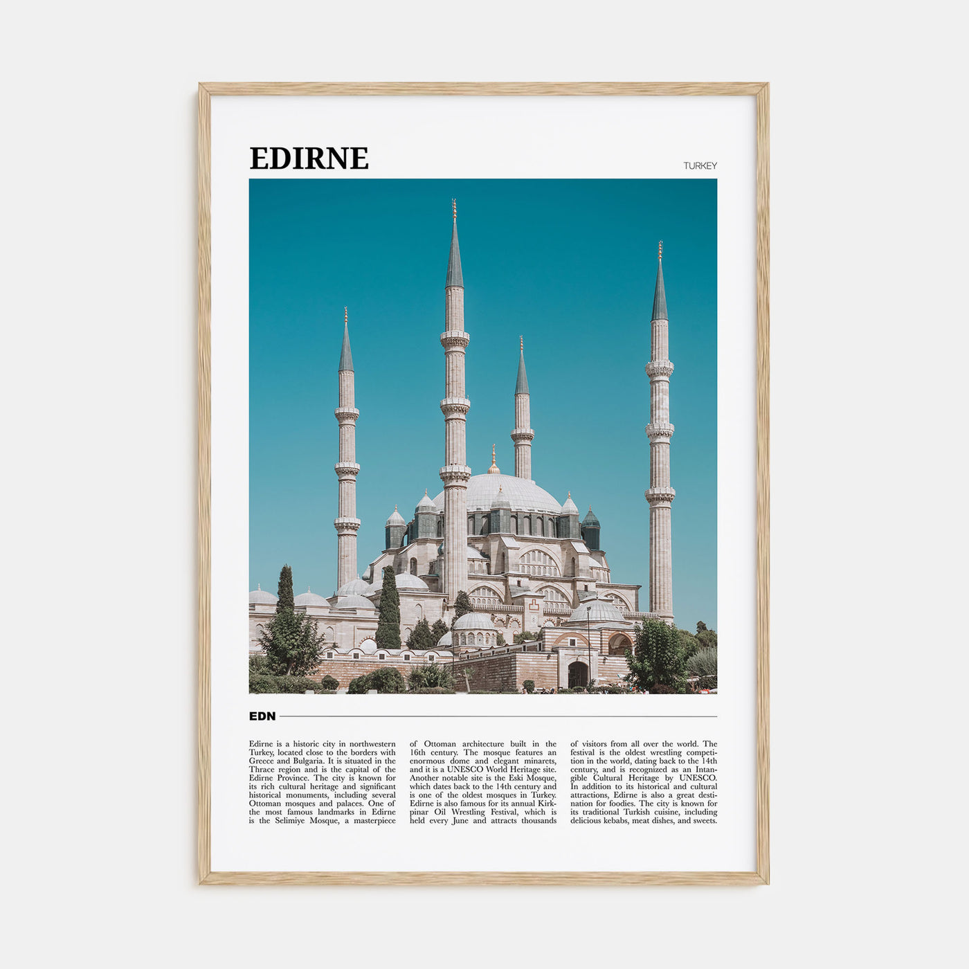 Edirne Travel Color Poster