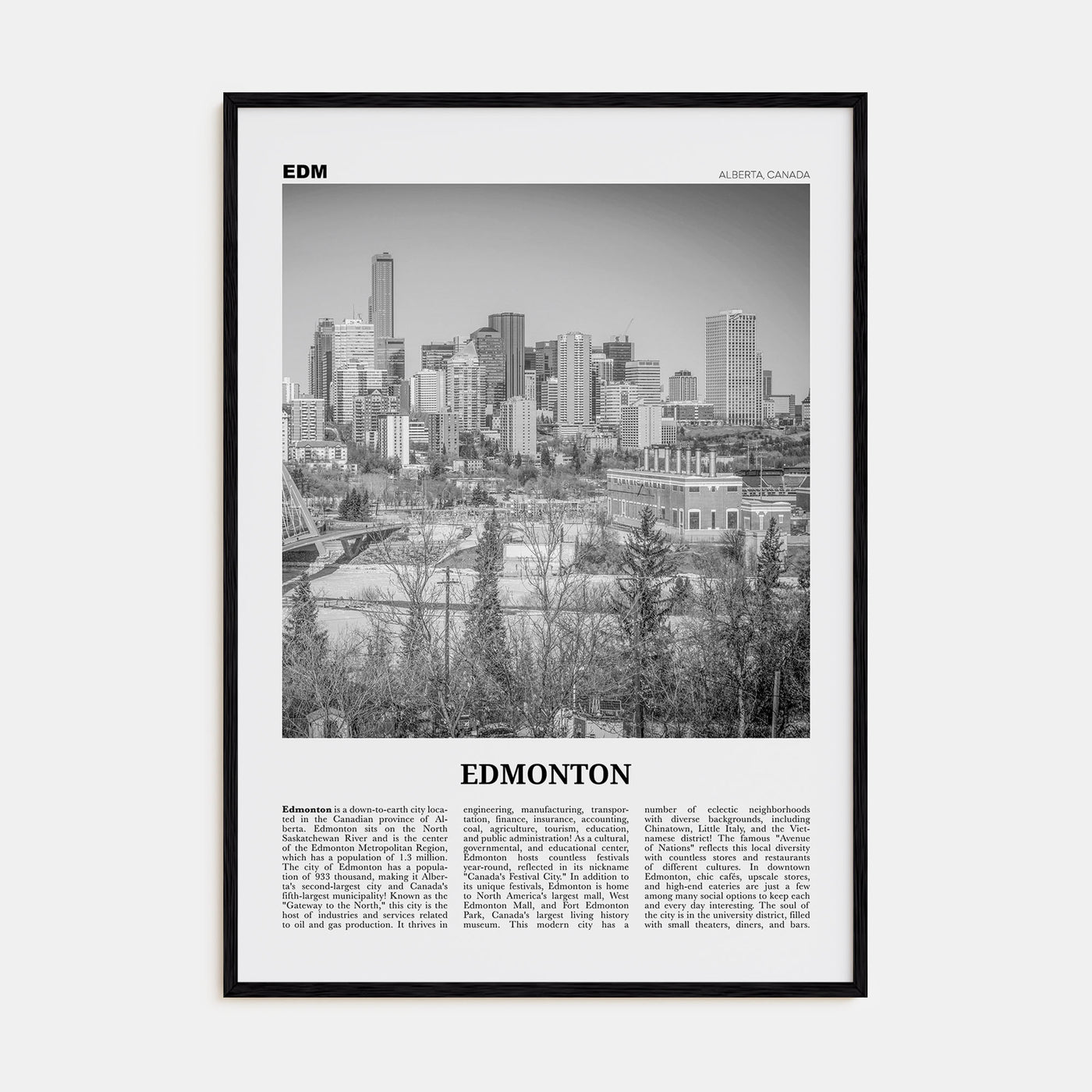 Edmonton Travel B&W No 2 Poster