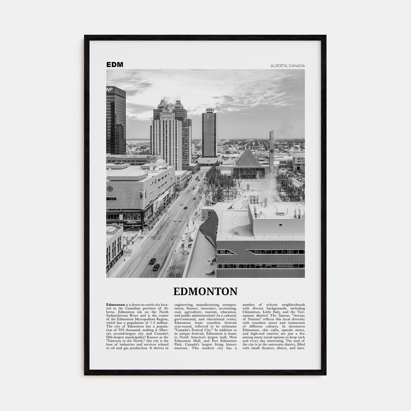 Edmonton Travel B&W No 4 Poster
