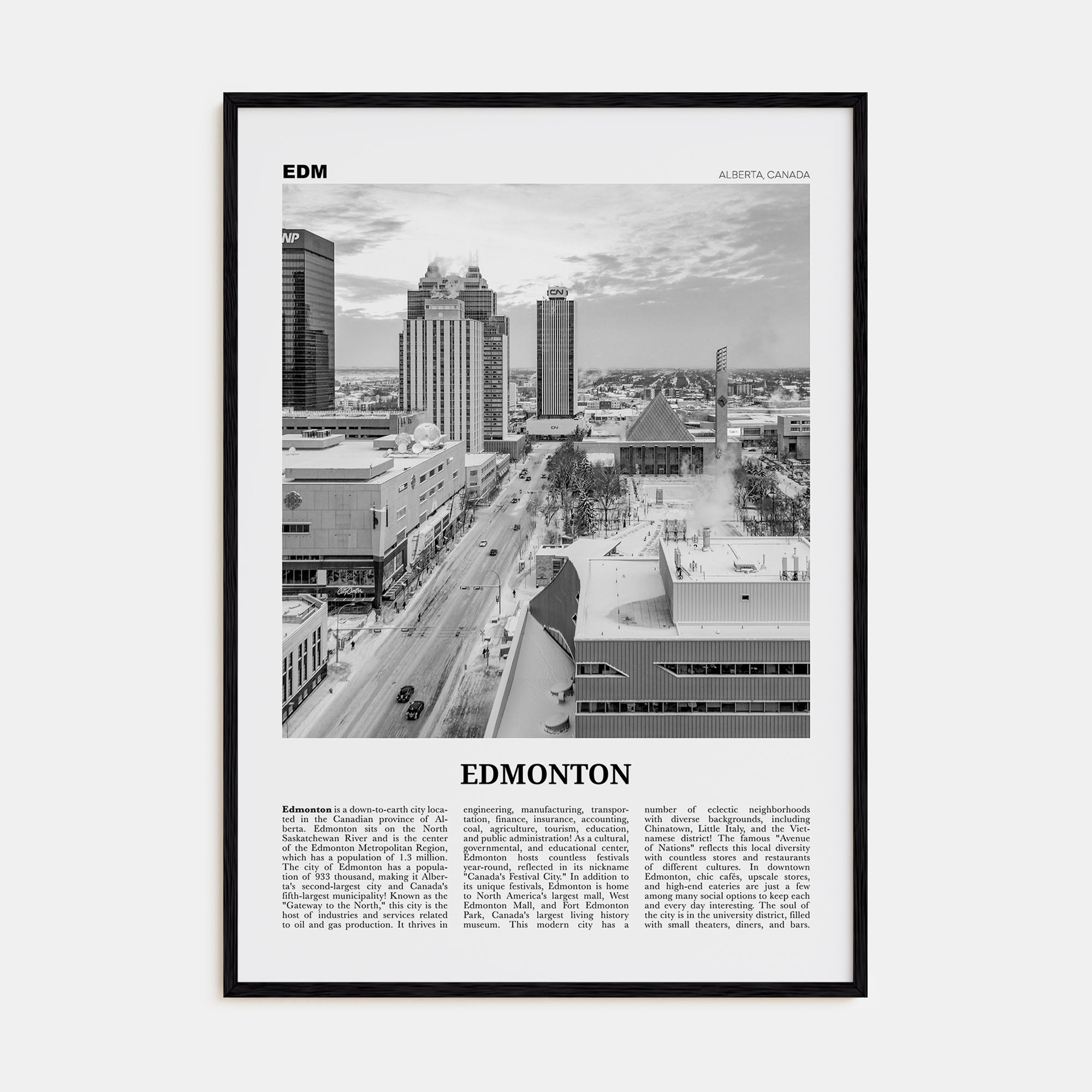 Edmonton Travel B&W No 4 Poster